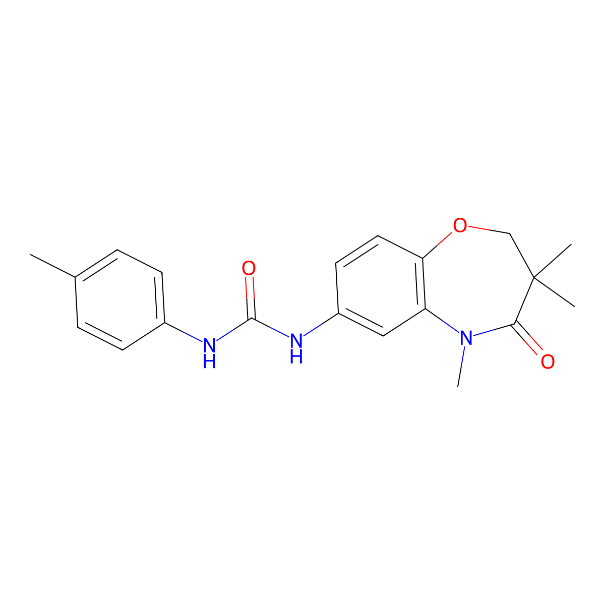 1-(p-Tolyl)-3-(3,3,5-trimethyl-4-oxo-2,3,4,5-tetrahydrobenzo[b][1,4]oxazepin-7-yl)urea molecular structure, CAS 1171902-93-4