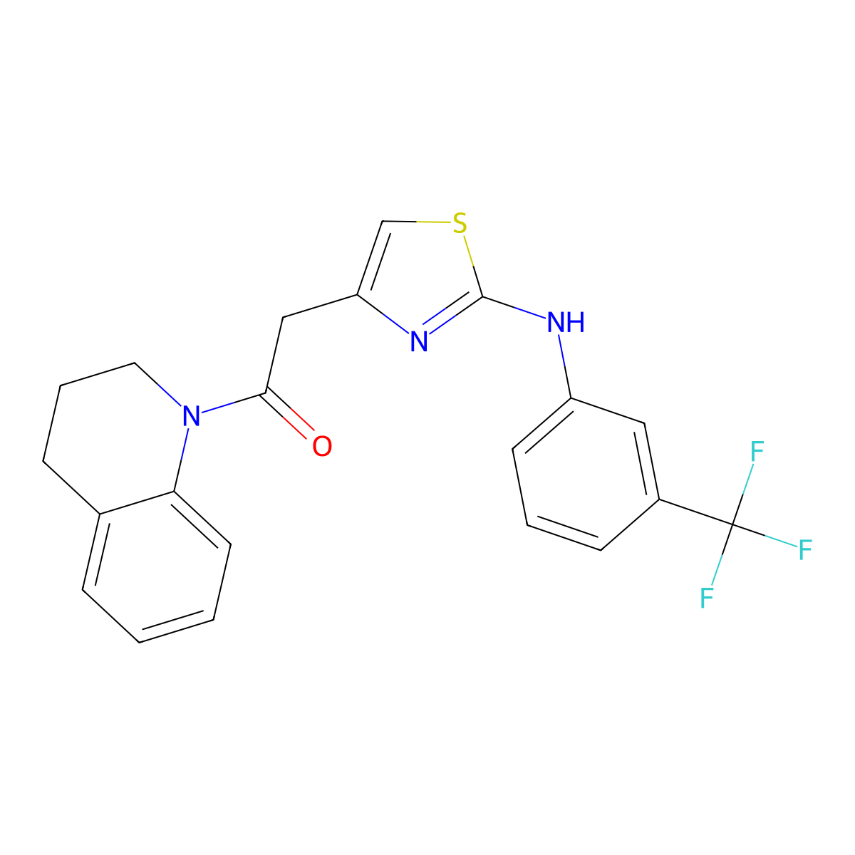 1-(3,4-dihydroquinolin-1(2H)-yl)-2-(2-((3-(trifluoromethyl)phenyl)amino)thiazol-4-yl)ethanone molecular structure, CAS 1171905-39-7