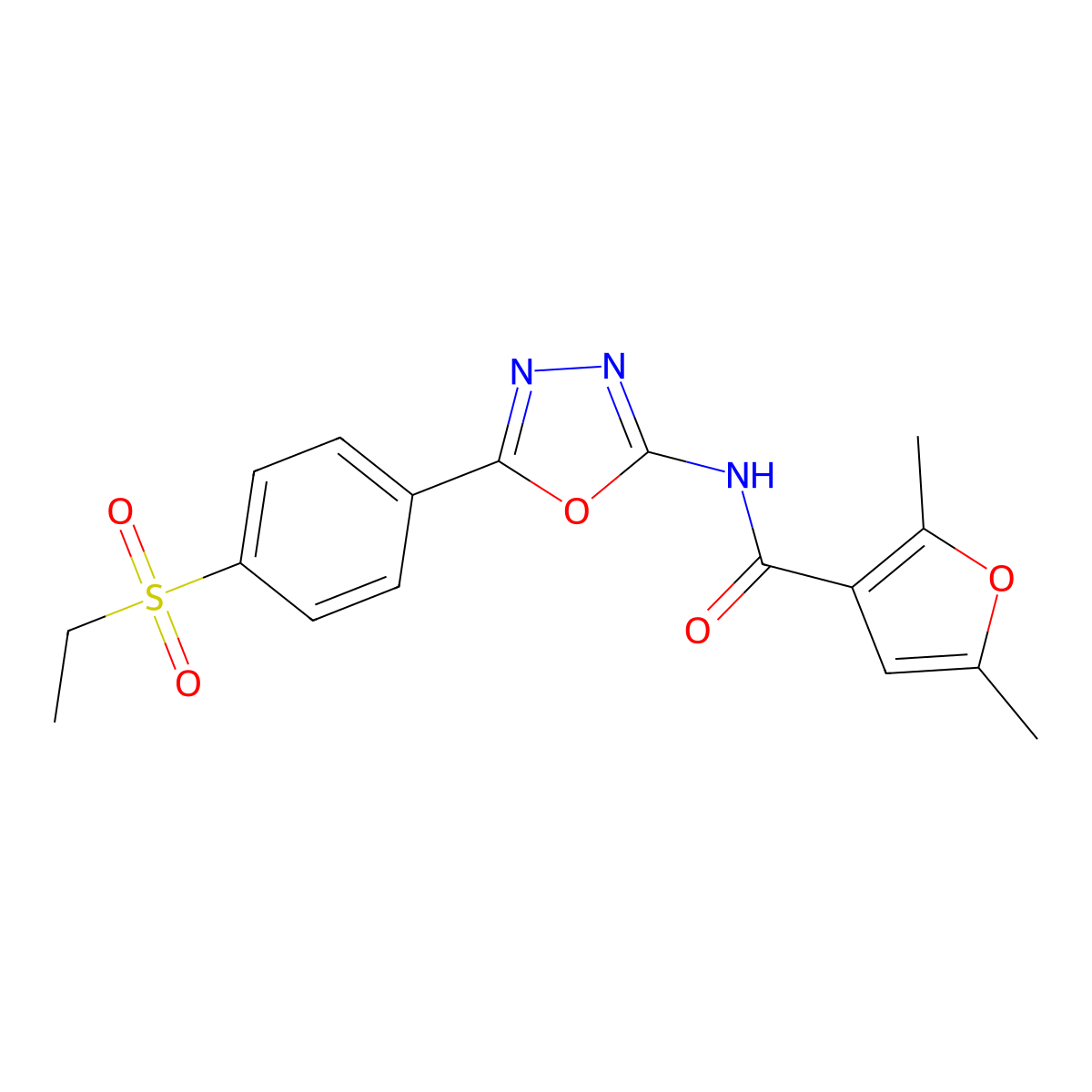 N-(5-(4-(ethylsulfonyl)phenyl)-1,3,4-oxadiazol-2-yl)-2,5-dimethylfuran-3-carboxamide molecular structure, CAS 1171906-11-8