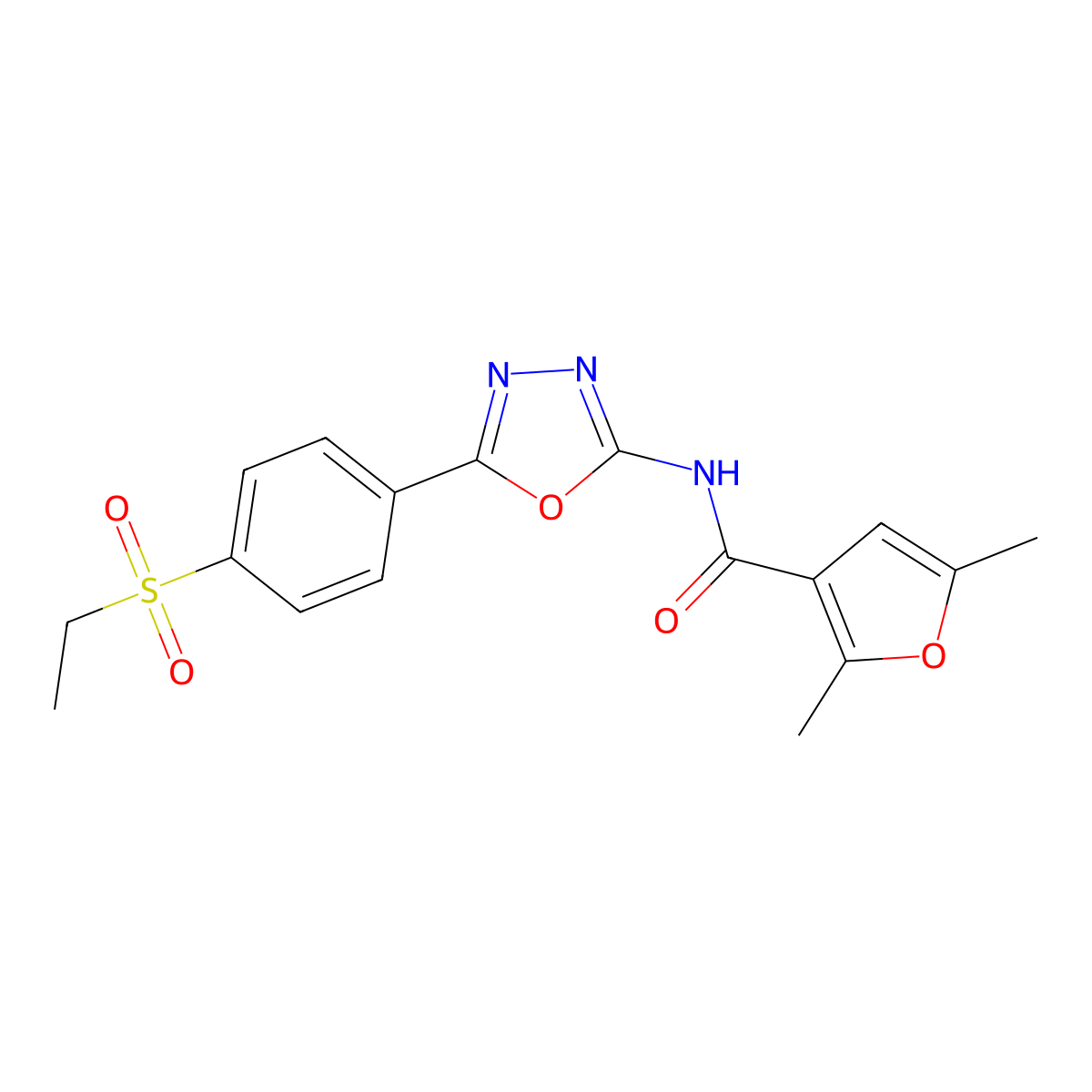 N-(5-(4-(ethylsulfonyl)phenyl)-1,3,4-oxadiazol-2-yl)-2,5-dimethylfuran-3-carboxamide molecular structure, CAS 1171906-11-8