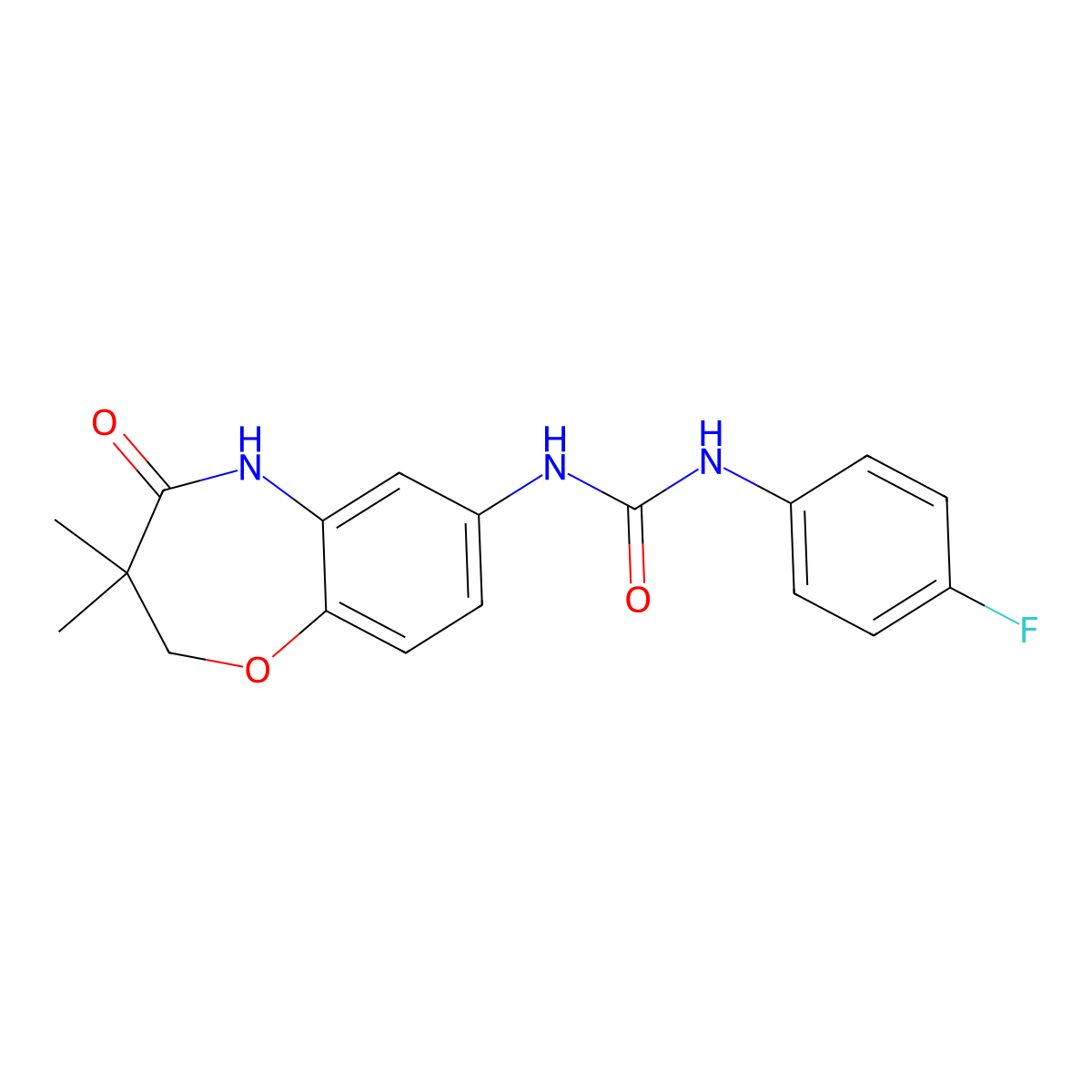 1-(3,3-Dimethyl-4-oxo-2,3,4,5-tetrahydrobenzo[b][1,4]oxazepin-7-yl)-3-(4-fluorophenyl)urea molecular structure, CAS 1171906-13-0