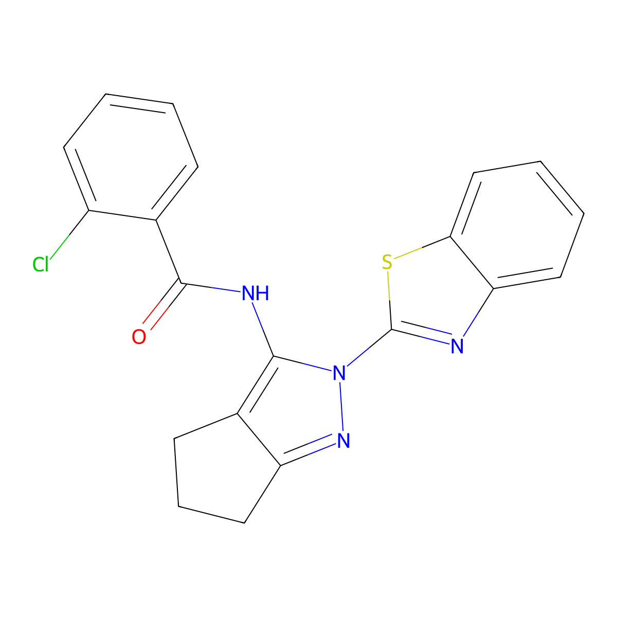 N-[2-(1,3-benzothiazol-2-yl)-2H,4H,5H,6H-cyclopenta[c]pyrazol-3-yl]-2-chlorobenzamide molecular structure, CAS 1171906-97-0