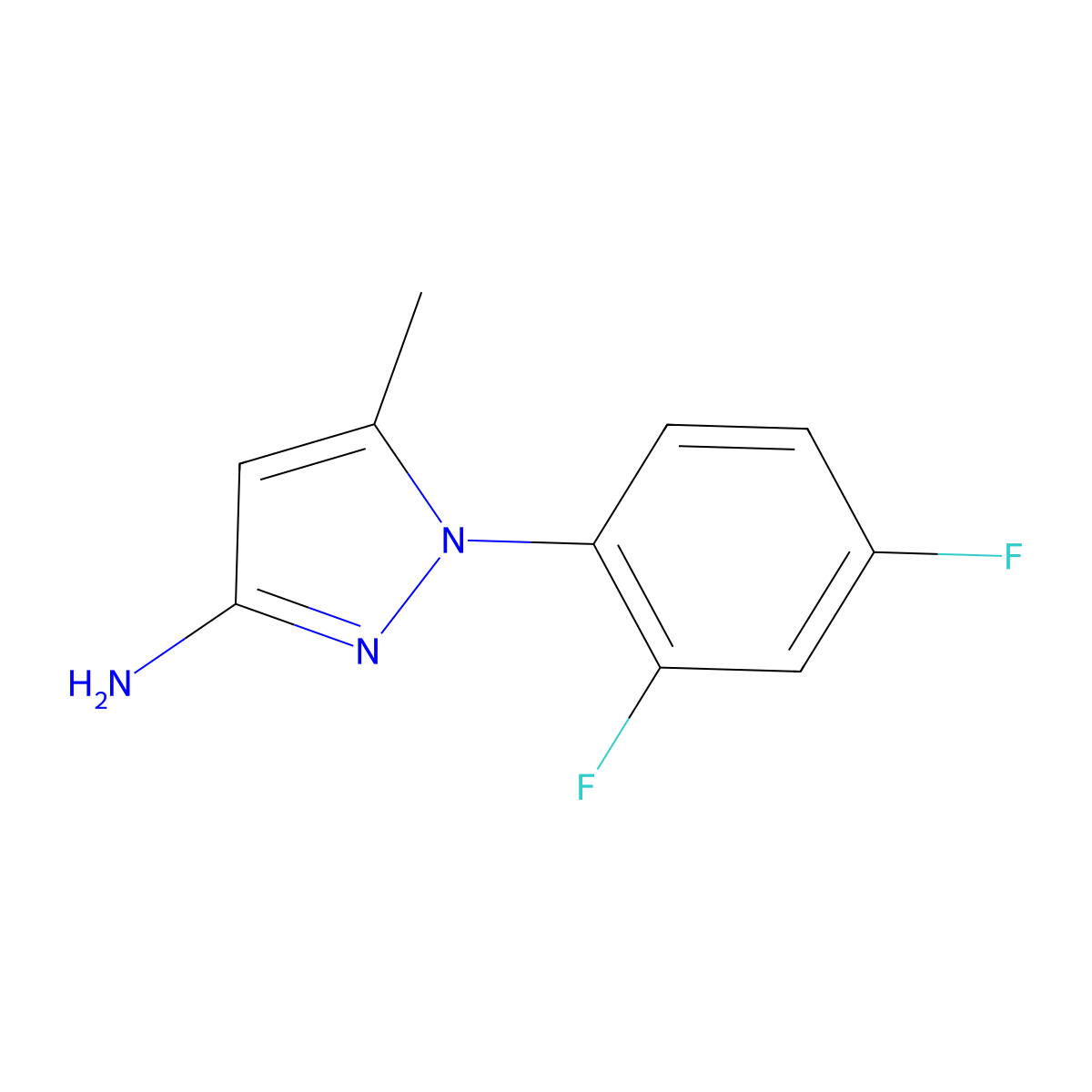 1-(2,4-difluorophenyl)-5-methyl-1H-pyrazol-3-amine molecular structure, CAS 1171907-02-0