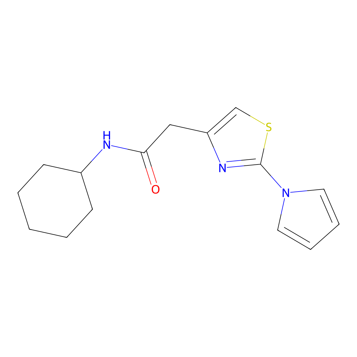 2-(2-(1H-pyrrol-1-yl)thiazol-4-yl)-N-cyclohexylacetamide molecular structure, CAS 1171908-11-4