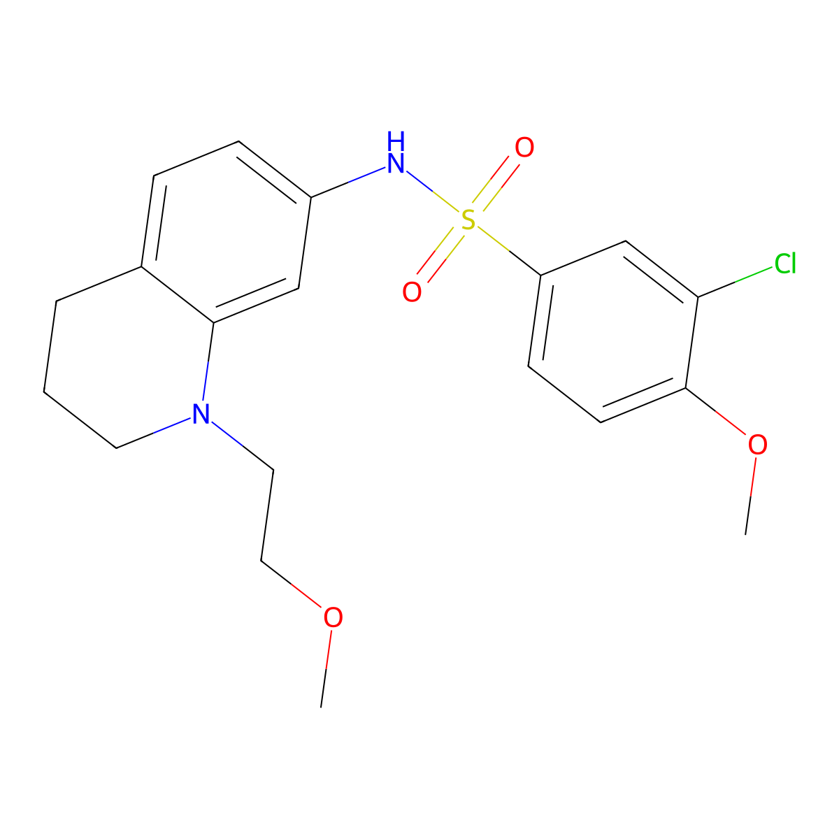 3-chloro-4-methoxy-N-(1-(2-methoxyethyl)-1,2,3,4-tetrahydroquinolin-7-yl)benzenesulfonamide molecular structure, CAS 1171908-72-7