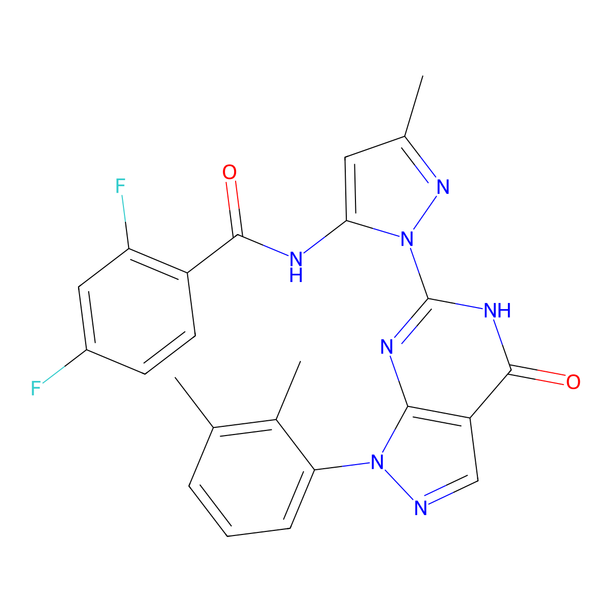 N-(1-(1-(2,3-dimethylphenyl)-4-oxo-4,5-dihydro-1H-pyrazolo[3,4-d]pyrimidin-6-yl)-3-methyl-1H-pyrazol-5-yl)-2,4-difluorobenzamide molecular structure, CAS 1171913-25-9