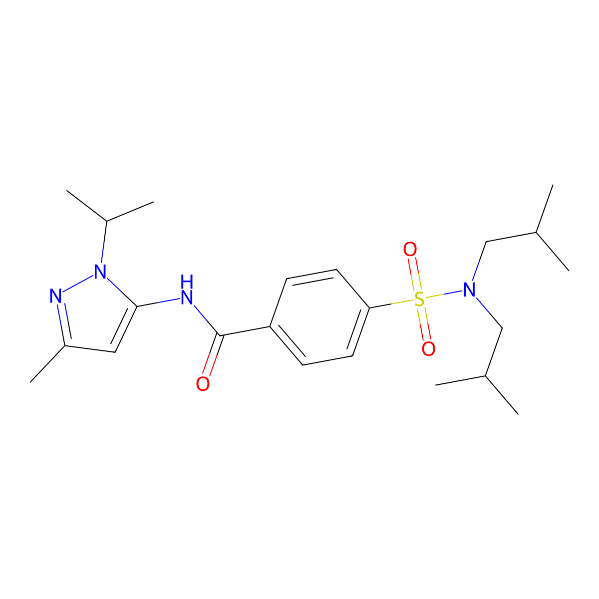 4-(N,N-diisobutylsulfamoyl)-N-(1-isopropyl-3-methyl-1H-pyrazol-5-yl)benzamide molecular structure, CAS 1171914-64-9