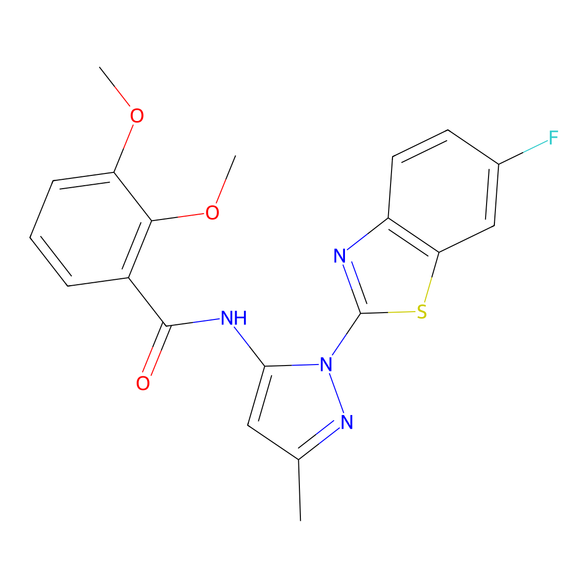 N-(1-(6-fluorobenzo[d]thiazol-2-yl)-3-methyl-1H-pyrazol-5-yl)-2,3-dimethoxybenzamide molecular structure, CAS 1171914-77-4