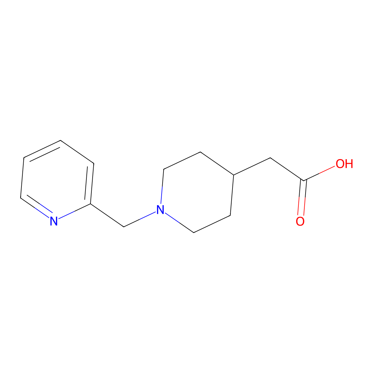 (1-Pyridin-2-ylmethyl-piperidin-4-YL)-acetic acid molecular structure, CAS 1171916-89-4