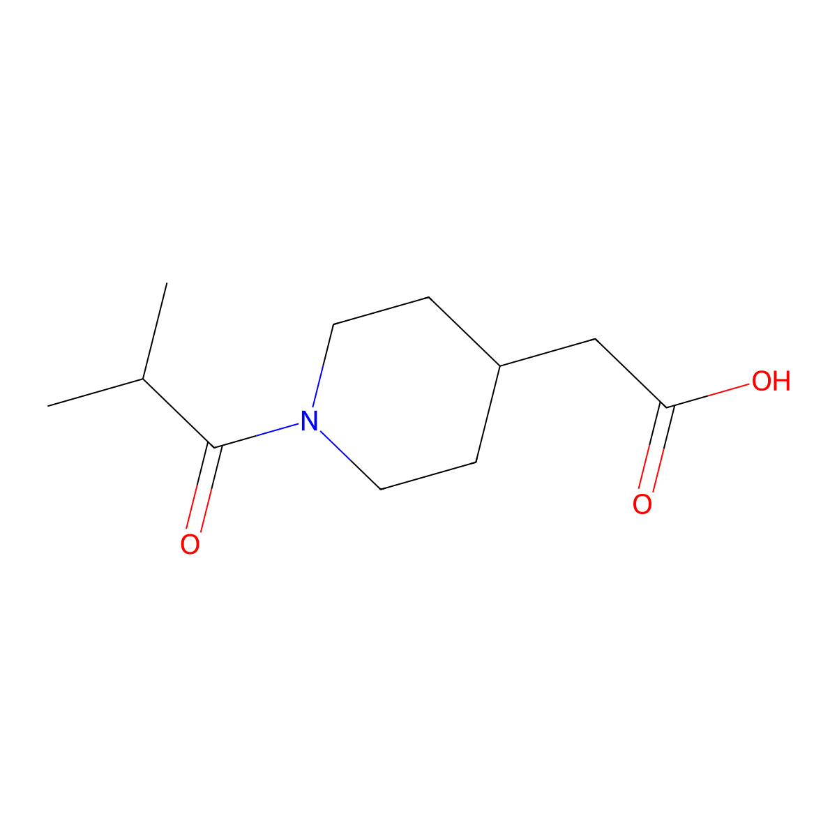 (1-Isobutyryl-piperidin-4-YL)-acetic acid molecular structure, CAS 1171916-91-8