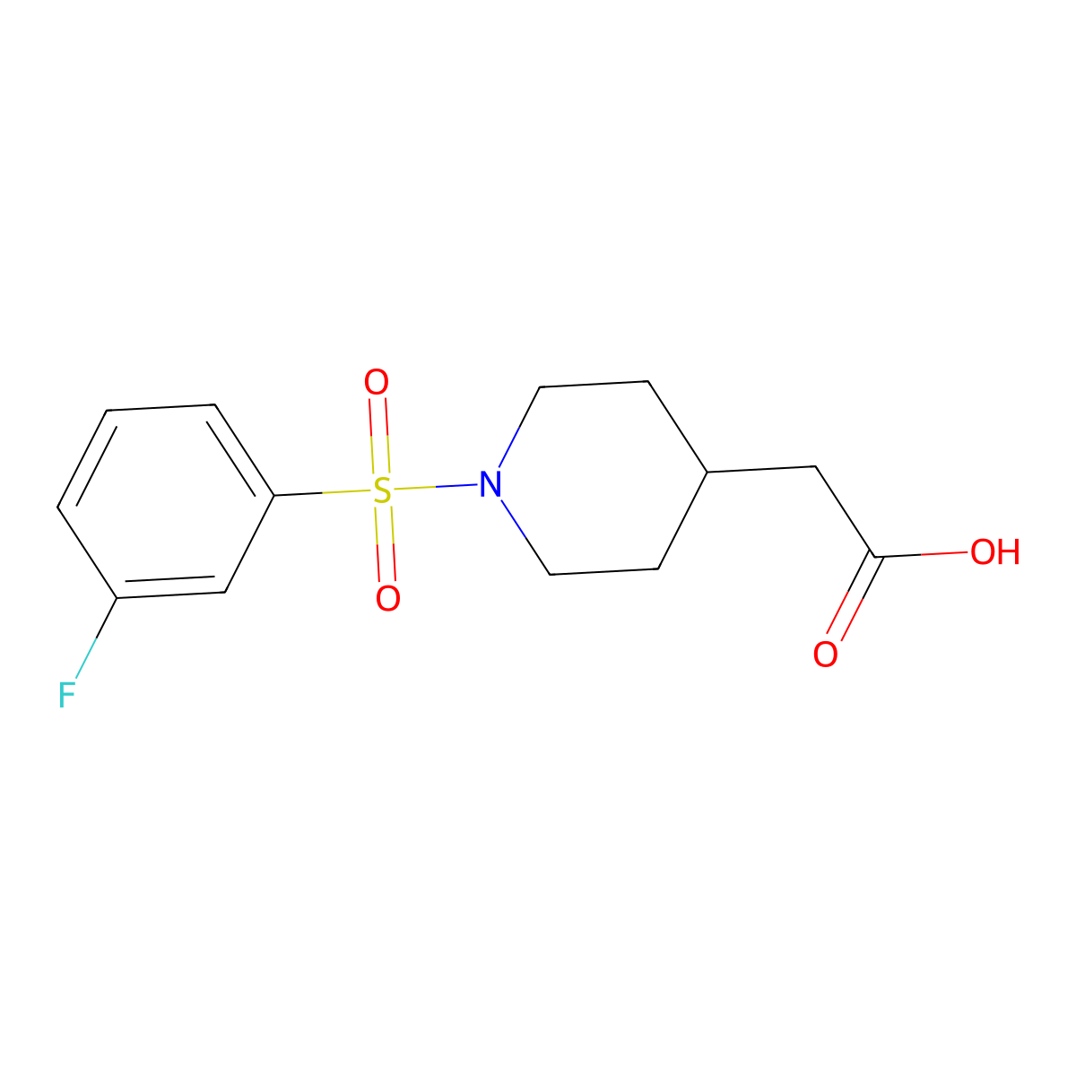 [1-(3-Fluoro-benzenesulfonyl)-piperidin-4-yl]-acetic acid molecular structure, CAS 1171916-94-1