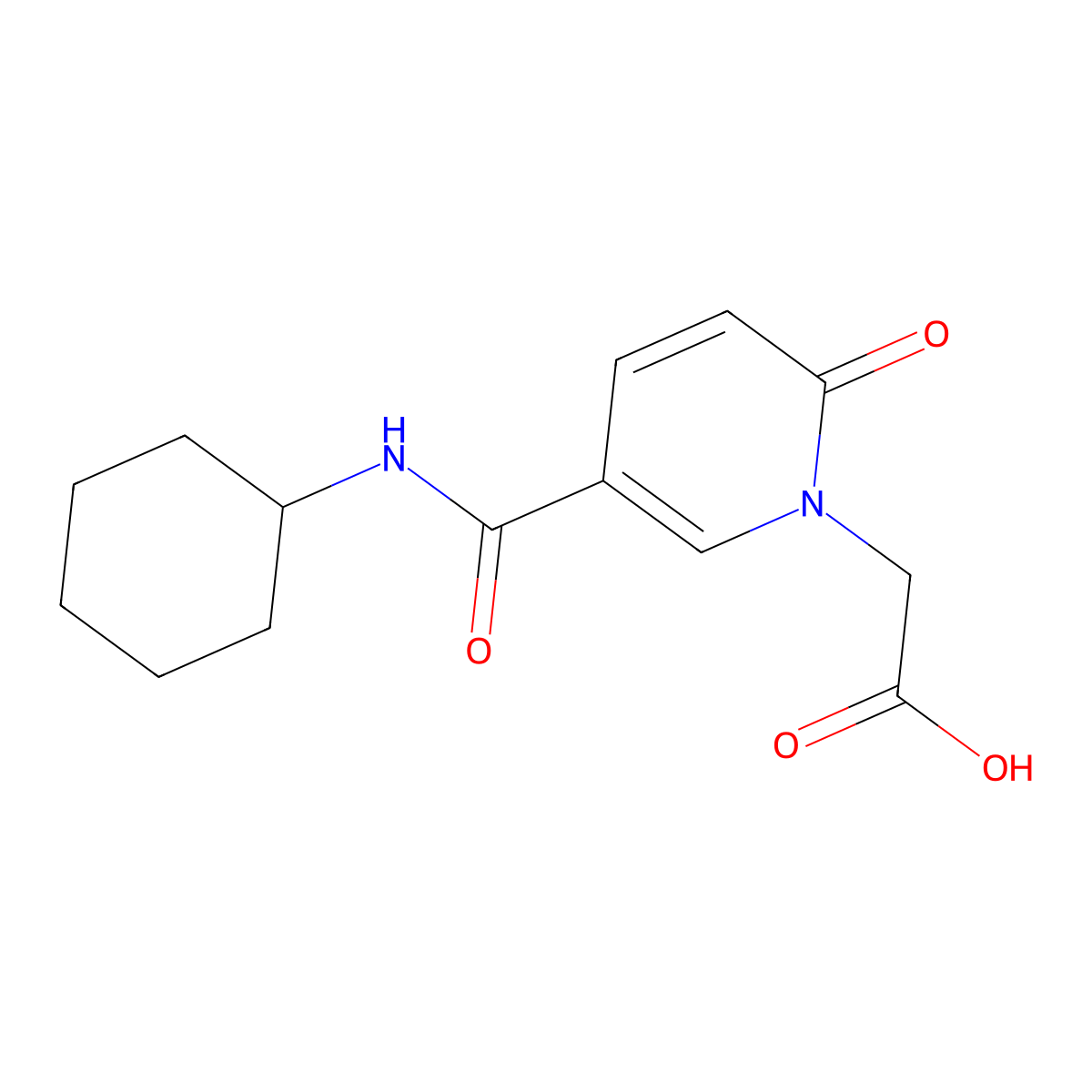 (5-Cyclohexylcarbamoyl-2-oxo-2H-pyridin-1-YL)-acetic acid molecular structure, CAS 1171917-07-9