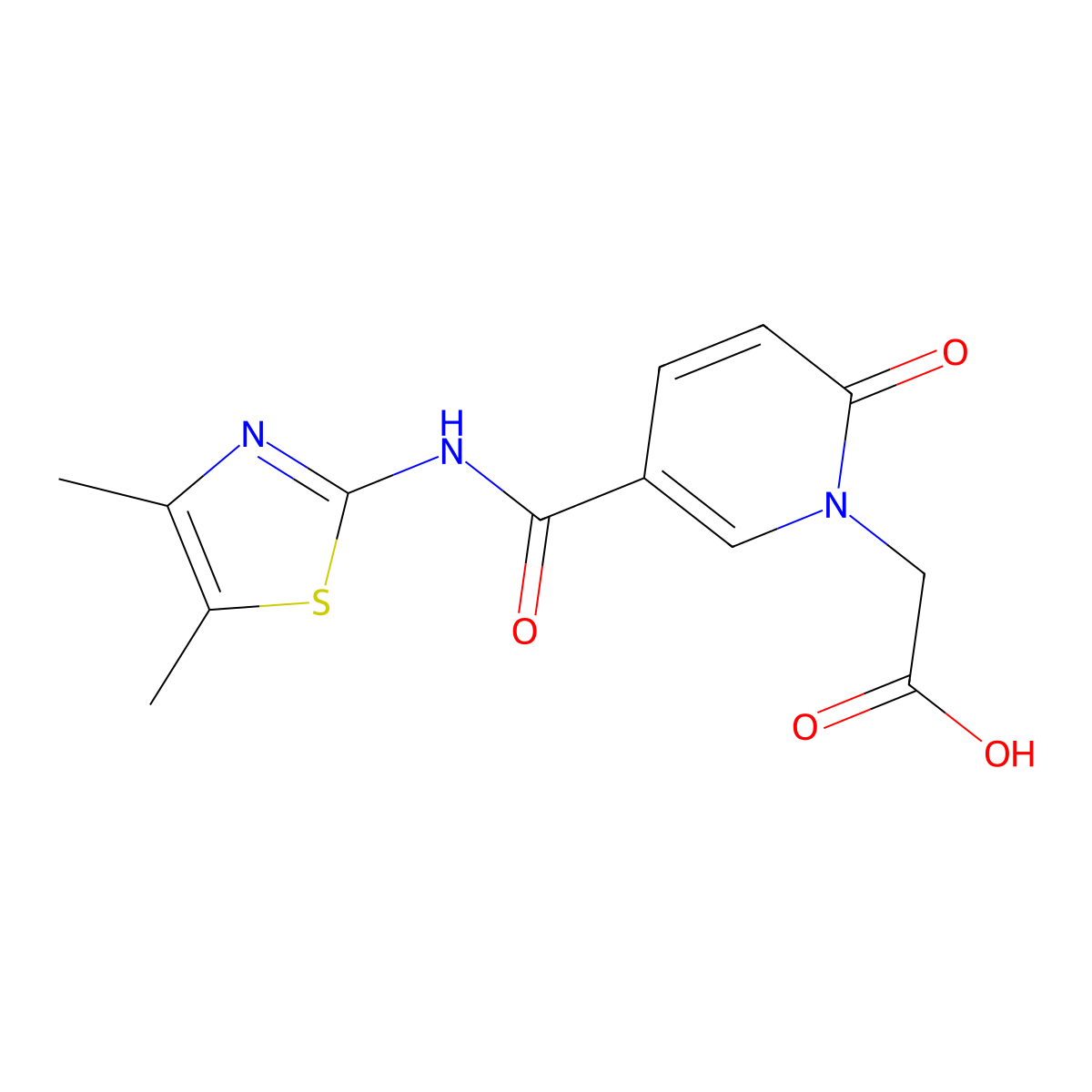 [5-(4,5-Dimethyl-thiazol-2-ylcarbamoyl)-2-oxo-2H-pyridin-1-yl]-acetic acid molecular structure, CAS 1171917-09-1