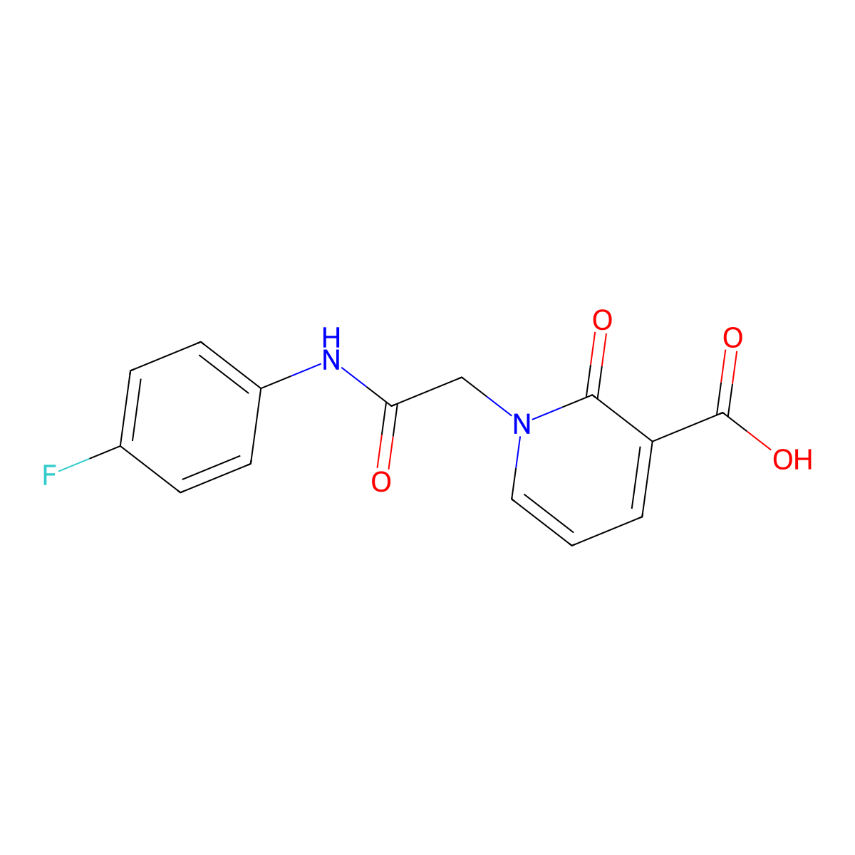 1-[(4-Fluoro-phenylcarbamoyl)-methyl]-2-oxo-1,2-dihydro-pyridine-3-carboxylic acid molecular structure, CAS 1171917-13-7