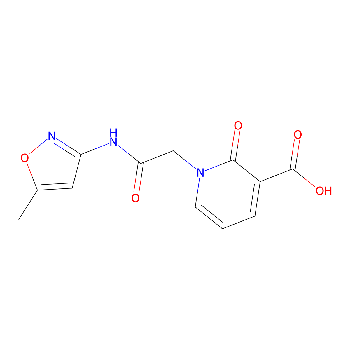 1-[(5-Methyl-isoxazol-3-ylcarbamoyl)-methyl]-2-oxo-1,2-dihydro-pyridine-3-carboxylic acid molecular structure, CAS 1171917-18-2