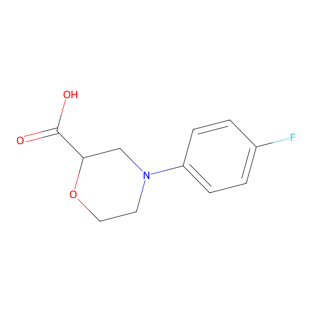 4-(4-Fluorophenyl)morpholine-2-carboxylic acid molecular structure, CAS 1171917-22-8