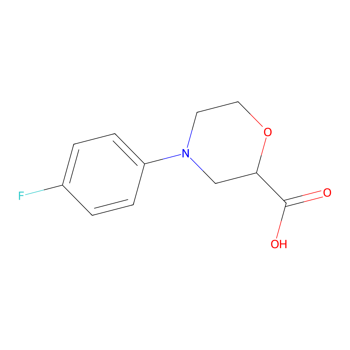 4-(4-Fluorophenyl)morpholine-2-carboxylic acid molecular structure, CAS 1171917-22-8