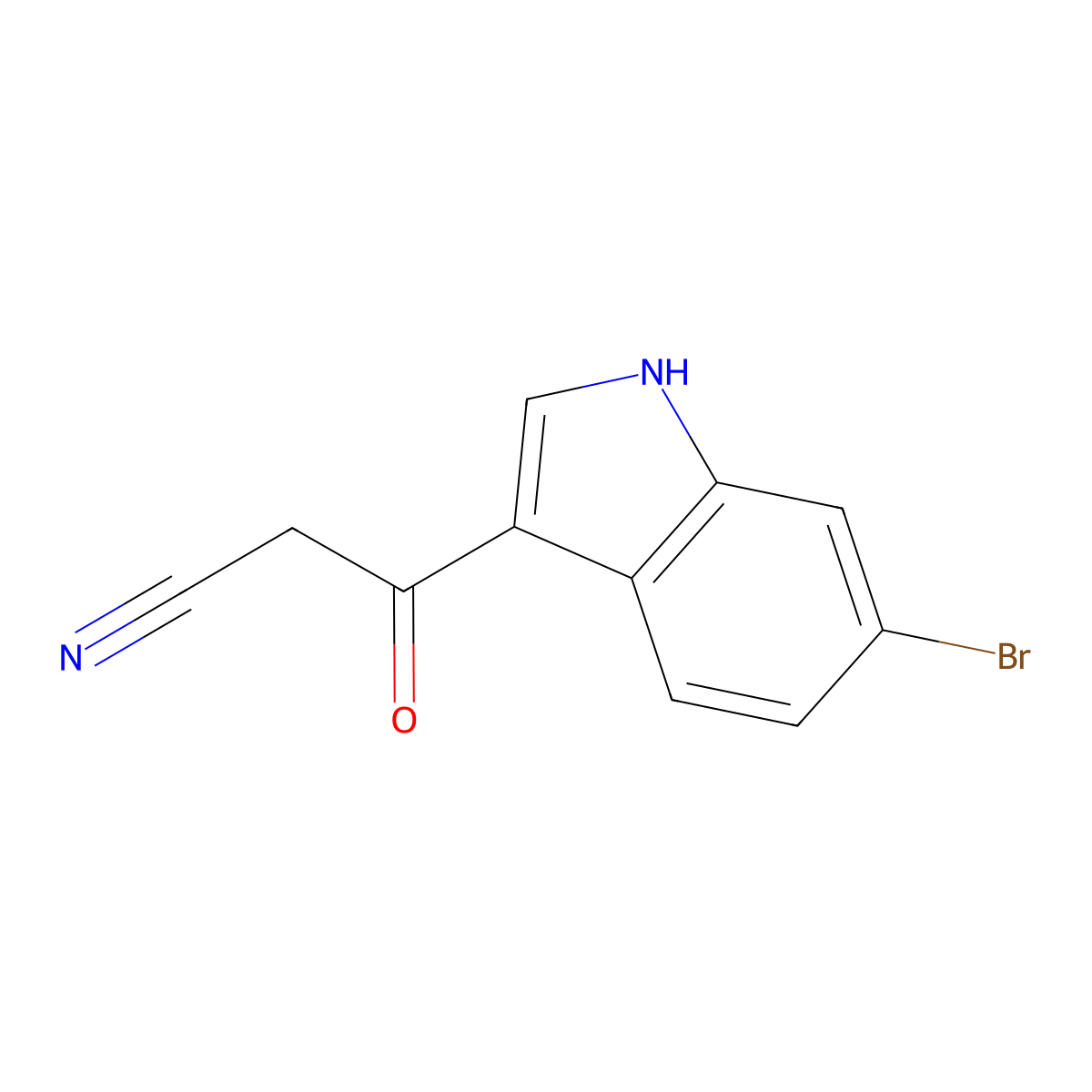 3-(6-bromo-1H-indol-3-yl)-3-oxopropanenitrile molecular structure, CAS 1171917-30-8