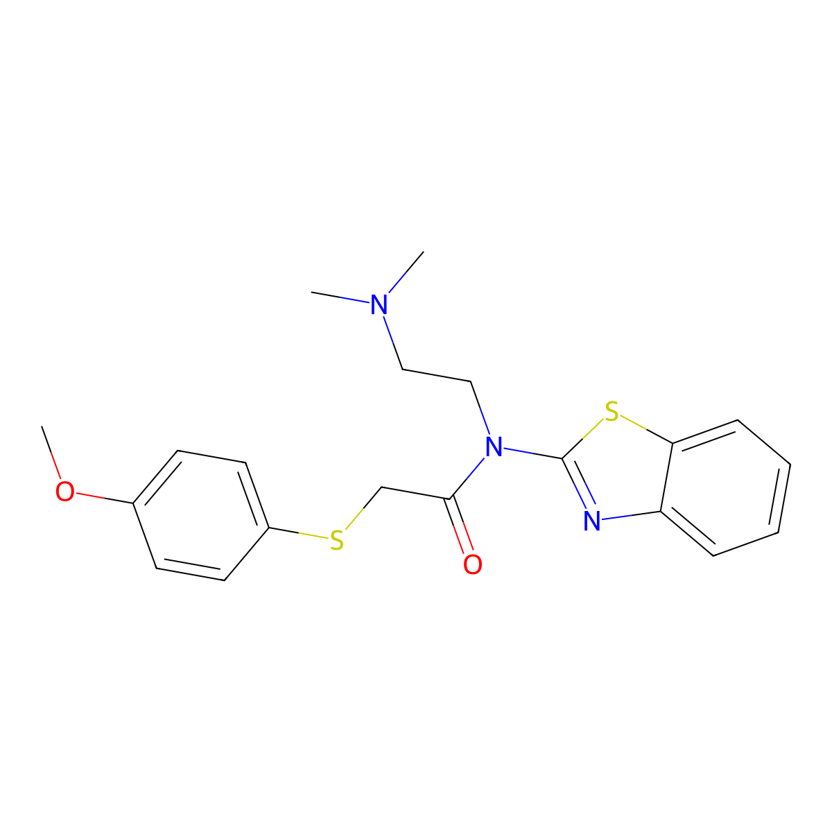 N-2-Benzothiazolyl-N-[2-(dimethylamino)ethyl]-2-[(4-methoxyphenyl)thio]acetamide molecular structure, CAS 1171918-80-1