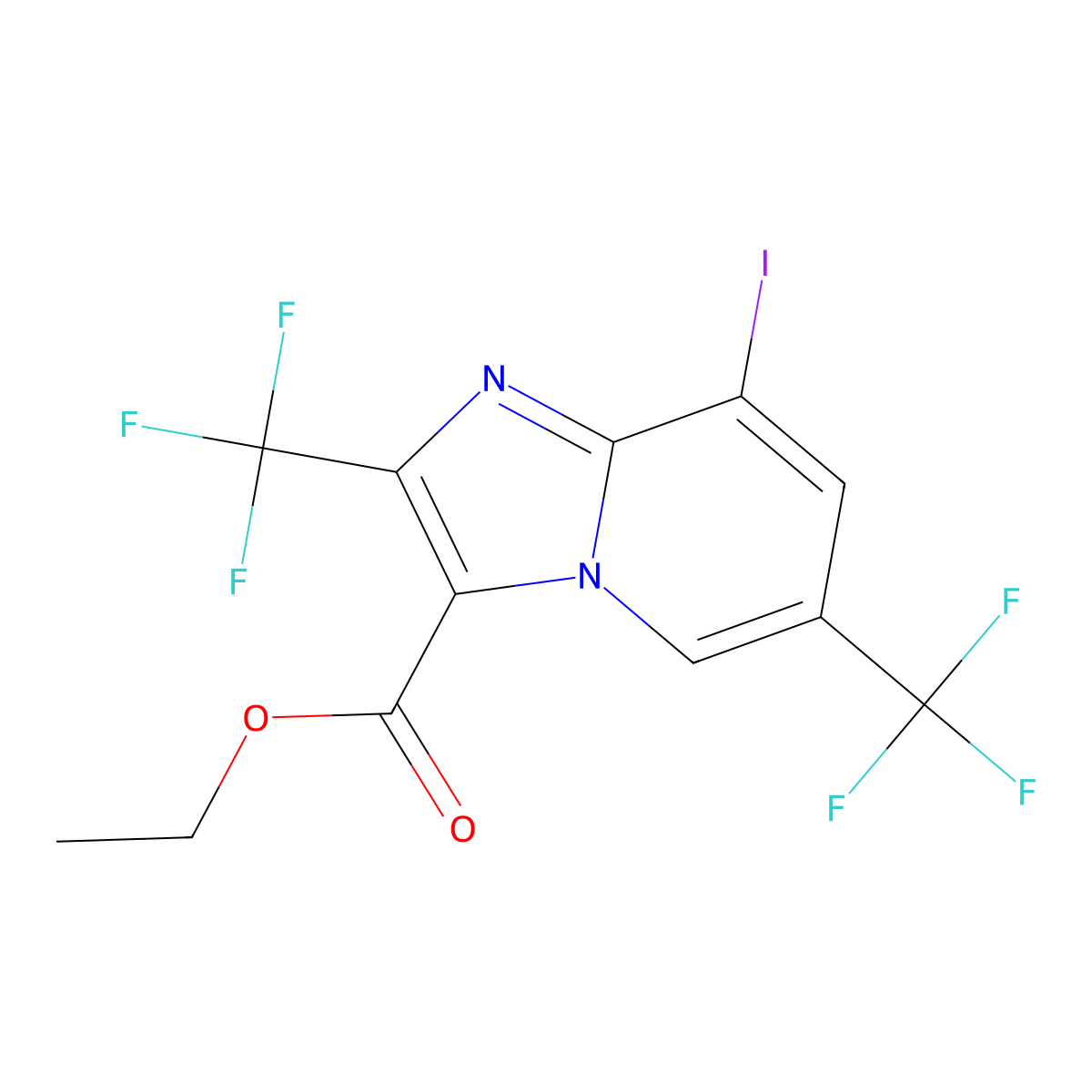 Ethyl 8-iodo-2,6-bis(trifluoromethyl)imidazo[1,2-a]pyridine-3-carboxylate molecular structure, CAS 1171918-86-7