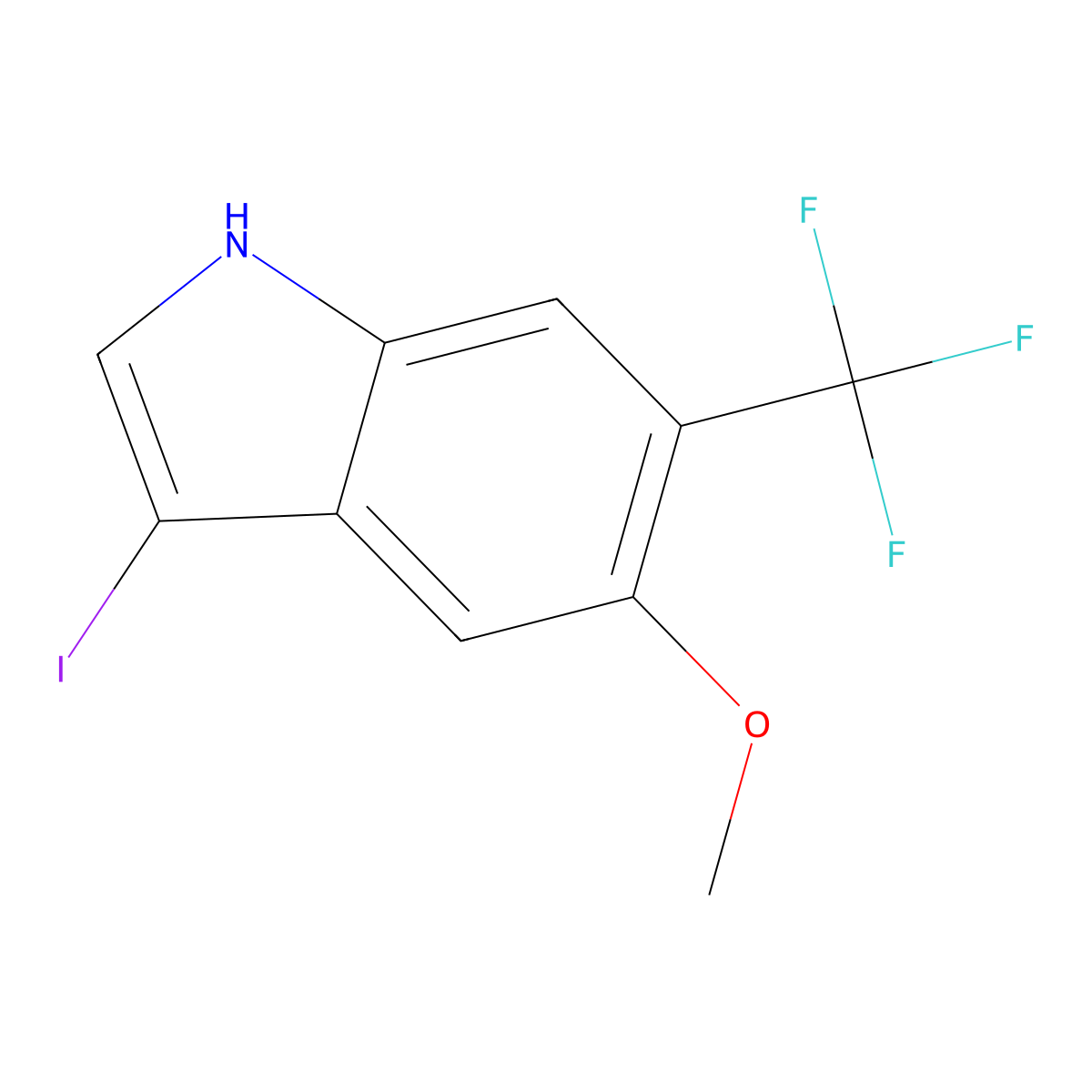 3-iodo-5-methoxy-6-(trifluoromethyl)-1H-indole molecular structure, CAS 1171918-93-6