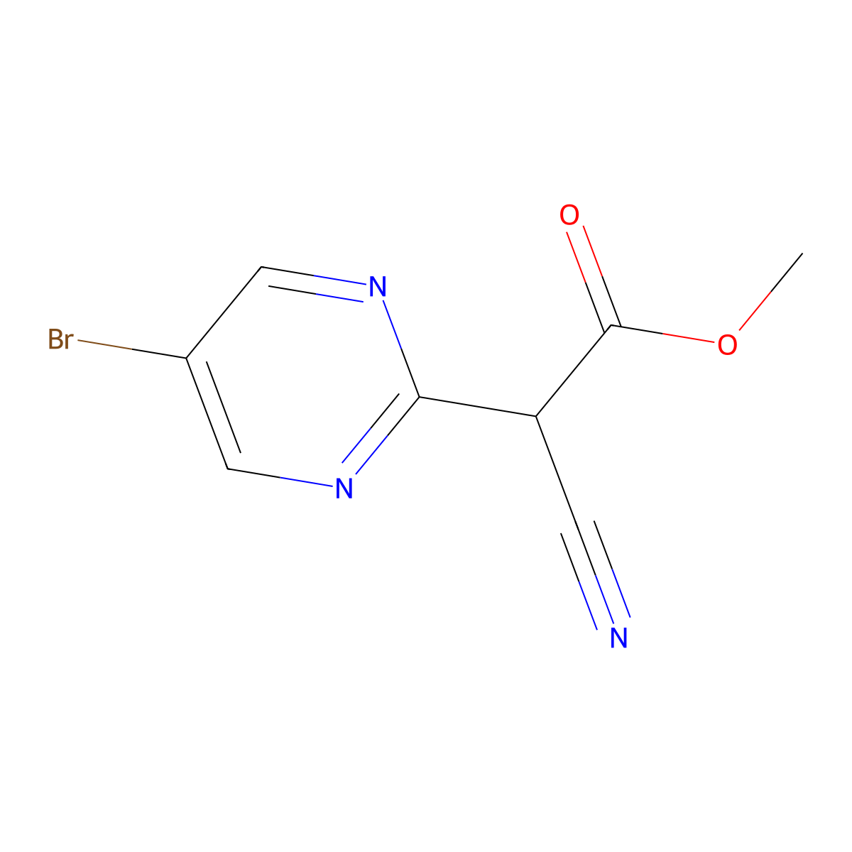 Methyl 2-(5-bromopyrimidin-2-yl)-2-cyanoacetate molecular structure, CAS 1171919-13-3