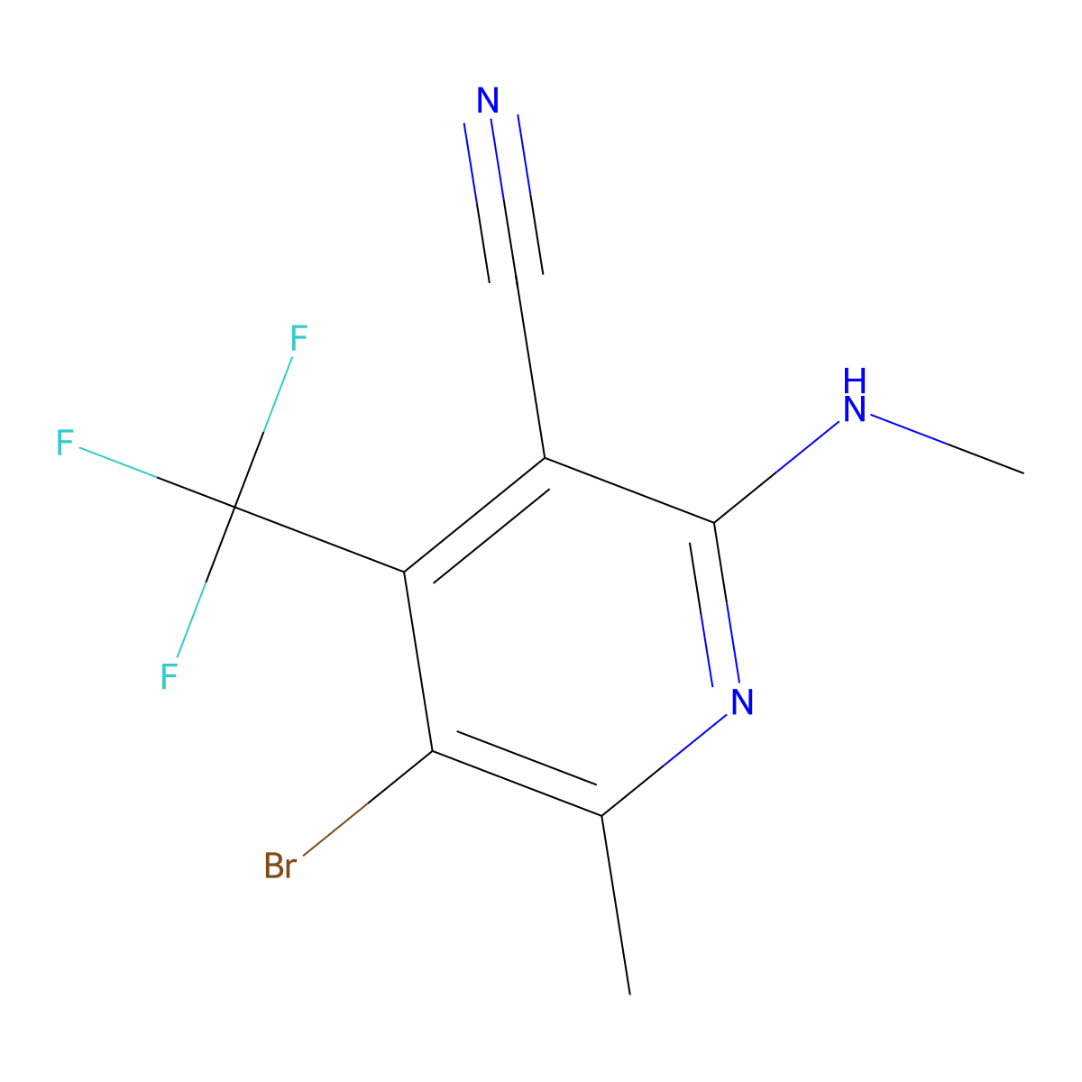 5-Bromo-6-methyl-2-(methylamino)-4-(trifluoromethyl)nicotinonitrile molecular structure, CAS 1171919-20-2