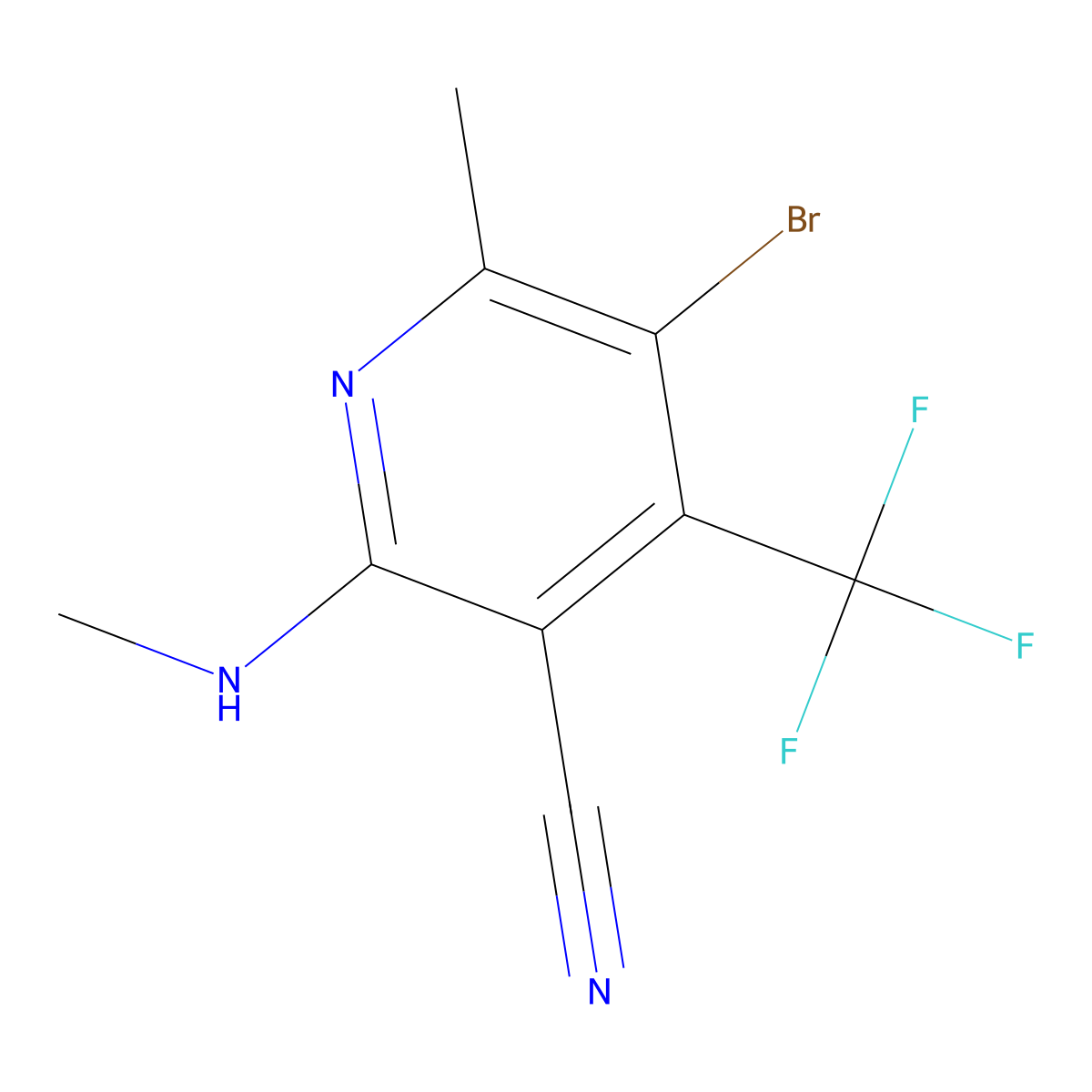 5-Bromo-6-methyl-2-(methylamino)-4-(trifluoromethyl)nicotinonitrile molecular structure, CAS 1171919-20-2