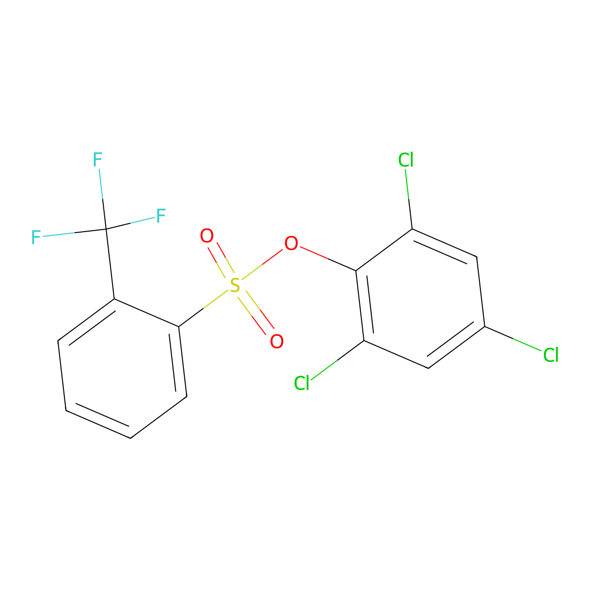 2,4,6-Trichlorophenyl 2-(trifluoromethyl)benzenesulfonate molecular structure, CAS 1171919-40-6