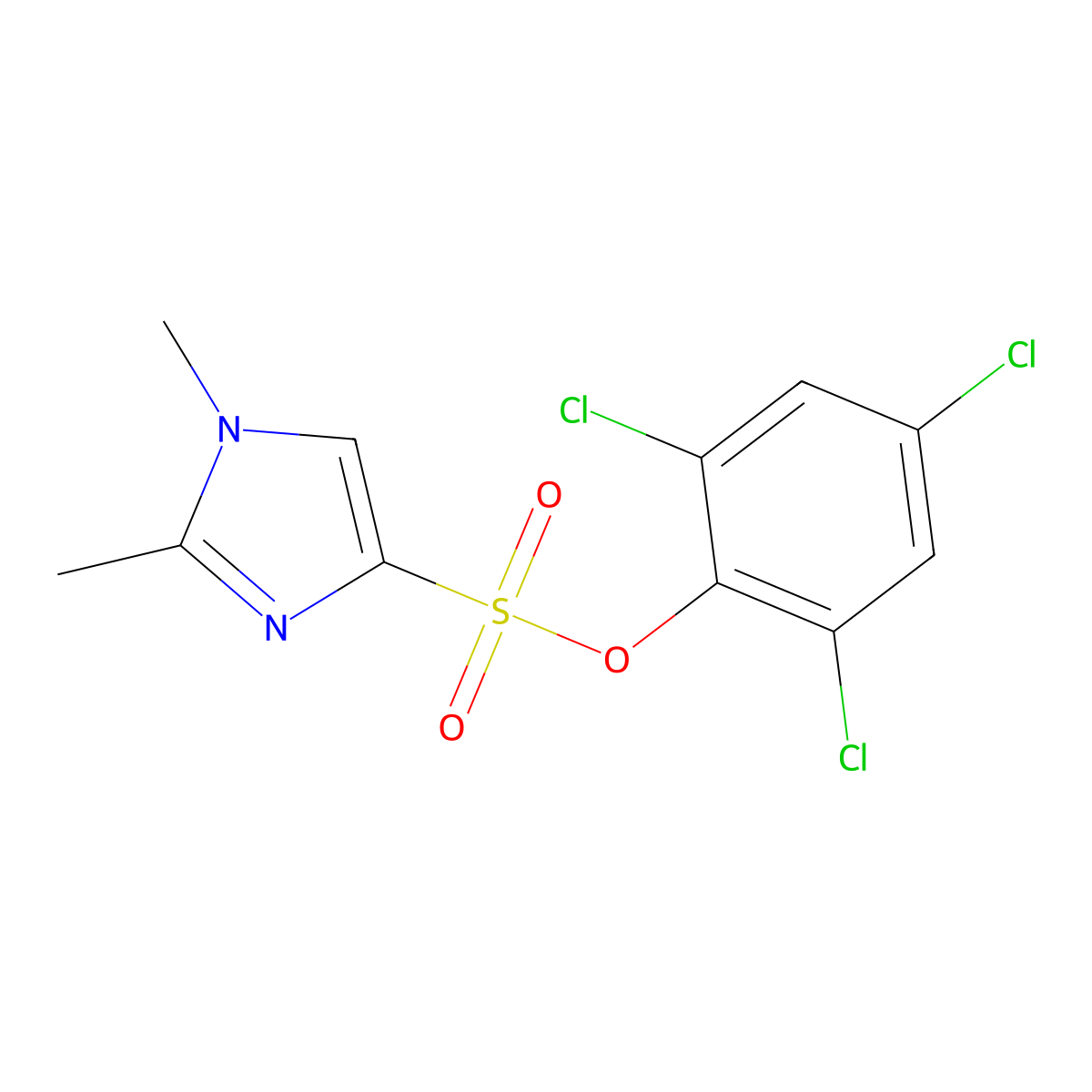 2,4,6-trichlorophenyl 1,2-dimethyl-1H-imidazole-4-sulfonate molecular structure, CAS 1171919-44-0