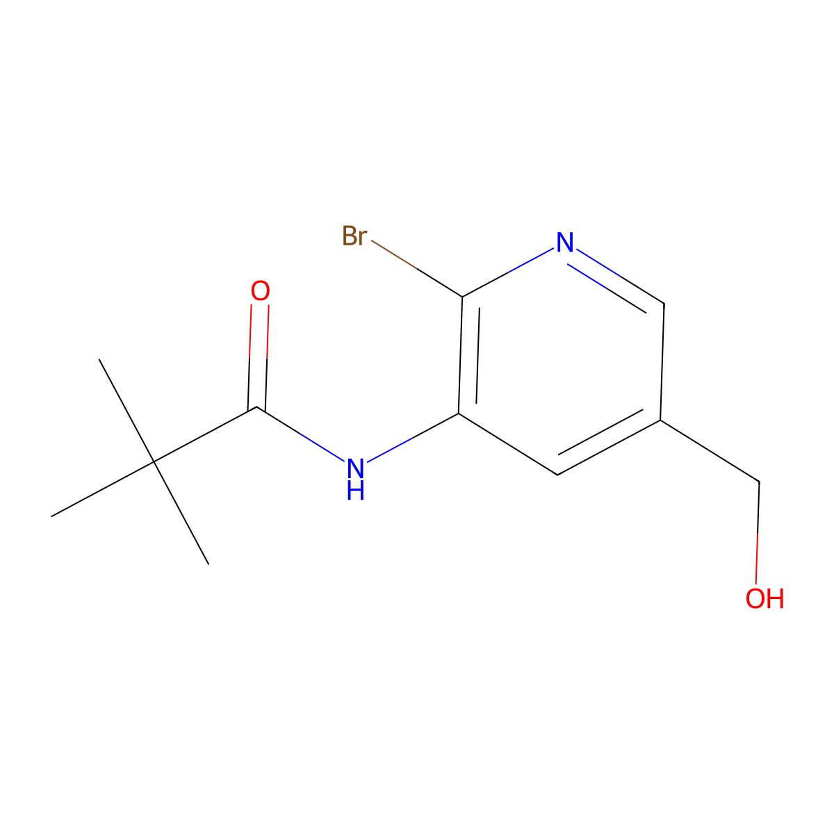 N-(2-Bromo-5-(hydroxymethyl)pyridin-3-yl)pivalamide molecular structure, CAS 1171919-92-8