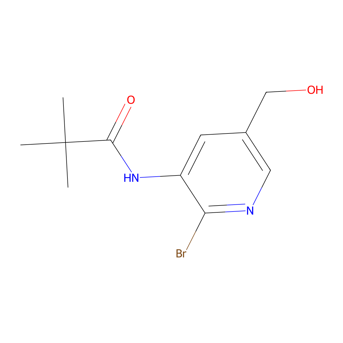 N-(2-Bromo-5-(hydroxymethyl)pyridin-3-yl)pivalamide molecular structure, CAS 1171919-92-8