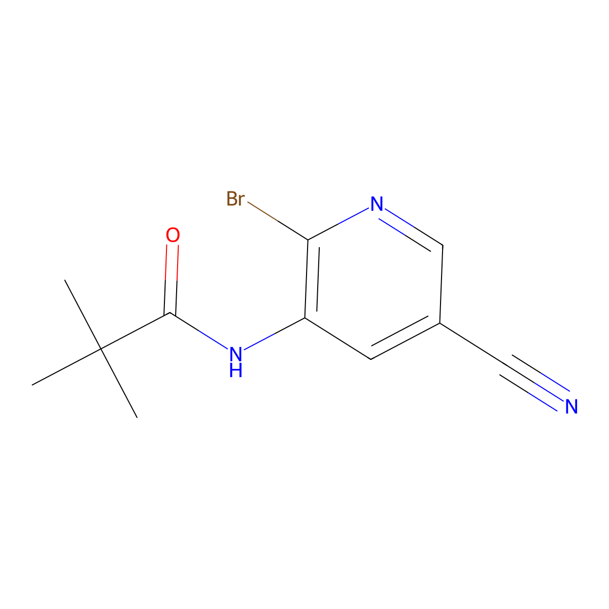 N-(2-Bromo-5-cyanopyridin-3-yl)pivalamide molecular structure, CAS 1171920-02-7