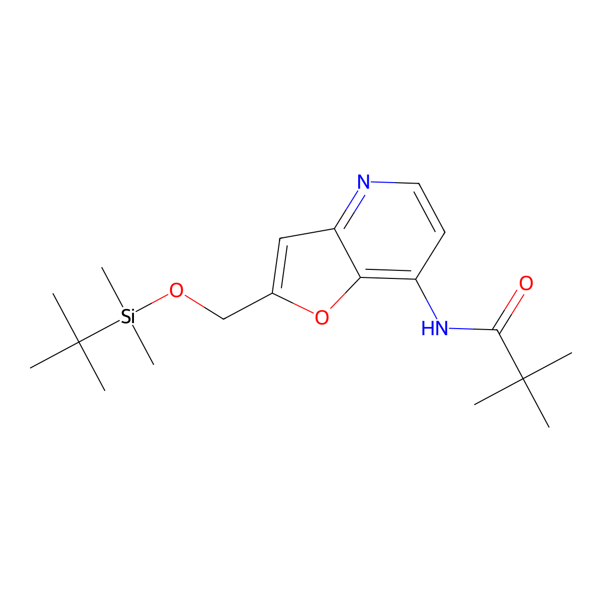 N-(2-((tert-Butyldimethylsilyloxy)methyl)-furo[3,2-b]pyridin-7-yl)pivalamide molecular structure, CAS 1171920-37-8