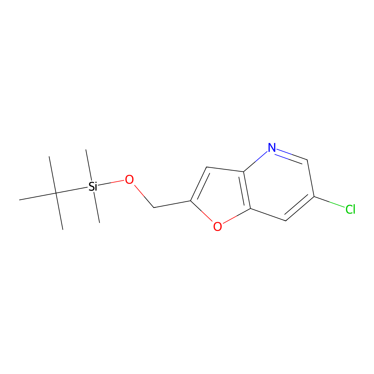 2-((tert-Butyldimethylsilyloxy)methyl)-6-chlorofuro[3,2-b]pyridine molecular structure, CAS 1171920-42-5