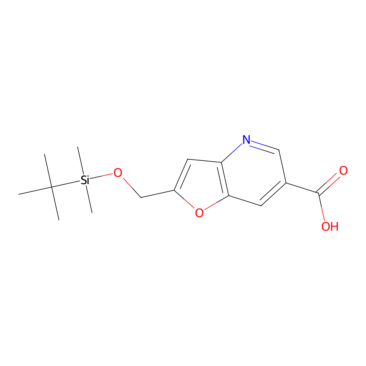 2-((tert-Butyldimethylsilyloxy)methyl)-furo[3,2-b]pyridine-6-carboxylic acid molecular structure, CAS 1171920-49-2