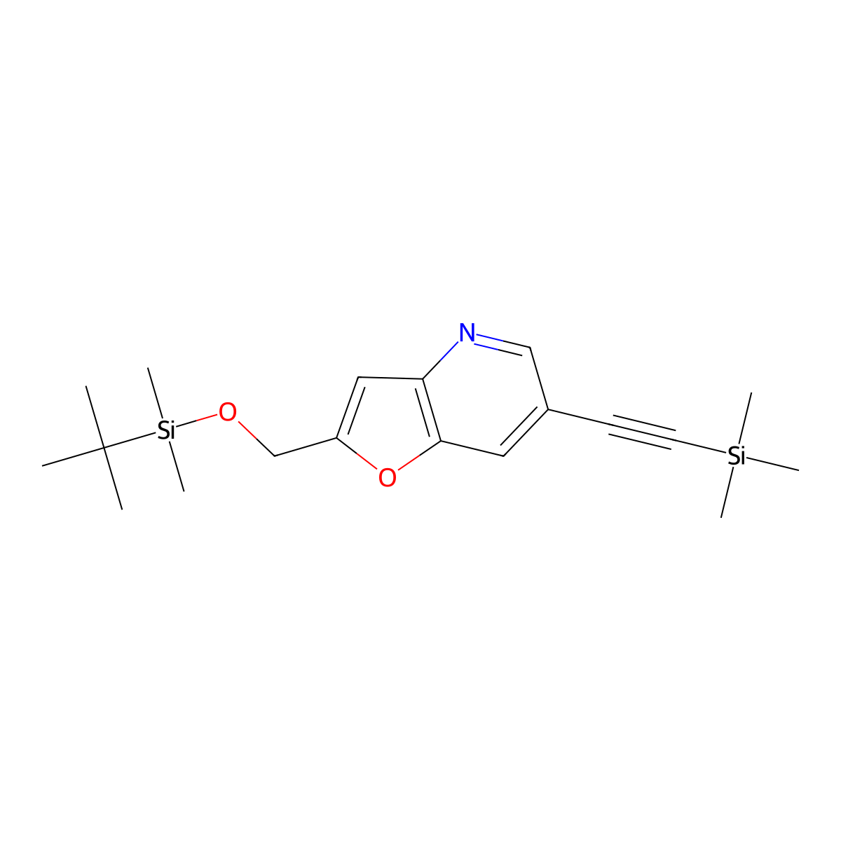2-((tert-Butyldimethylsilyloxy)methyl)-6-((trimethylsilyl)ethynyl)furo[3,2-b]pyridine molecular structure, CAS 1171920-57-2