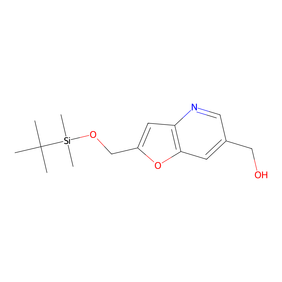 (2-((tert-Butyldimethylsilyloxy)methyl)-furo[3,2-b]pyridin-6-yl)methanol molecular structure, CAS 1171920-61-8