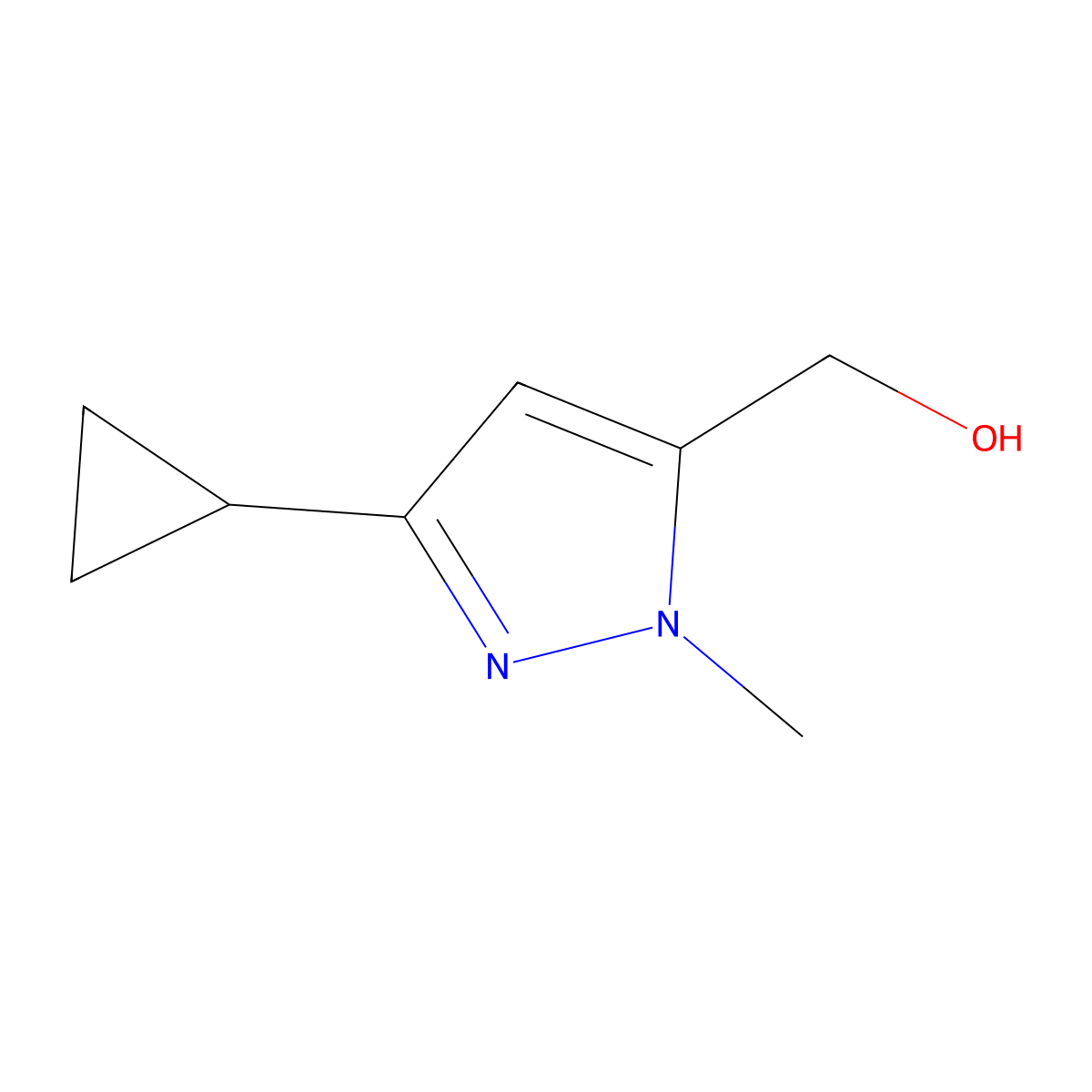 (3-cyclopropyl-1-methyl-1H-pyrazol-5-yl)methanol molecular structure, CAS 1171921-06-4