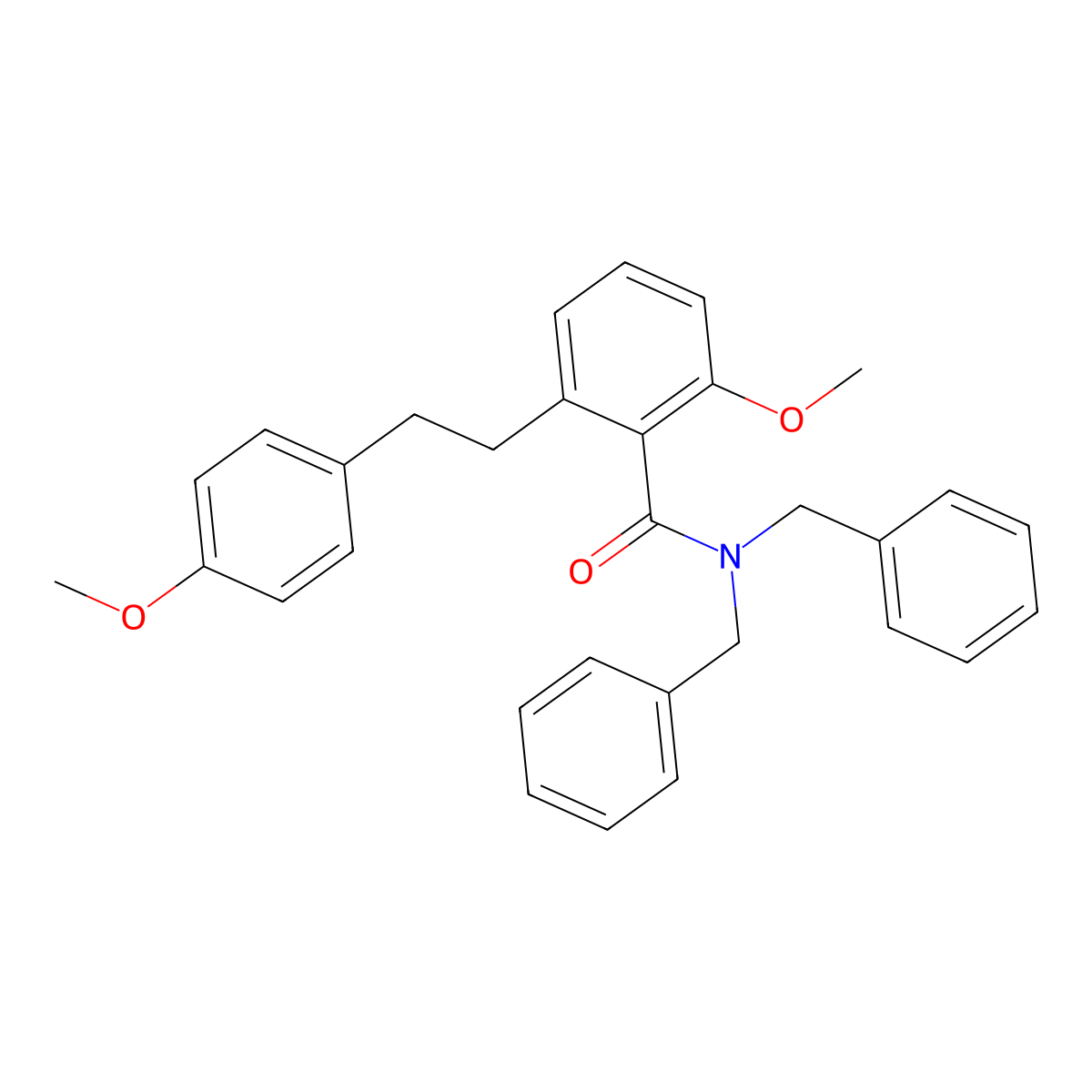 N,N-Dibenzyl-2-methoxy-6-[2-(4-methoxy-phenyl)-ethyl]-benzamide molecular structure, CAS 1171921-80-4