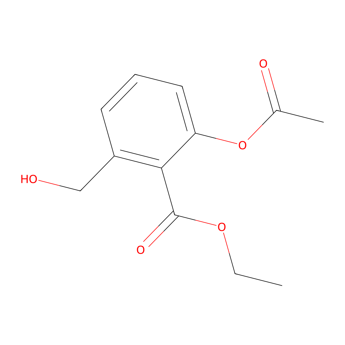 2-Acetoxy-6-hydroxymethyl-benzoic acid ethyl ester molecular structure, CAS 1171921-91-7