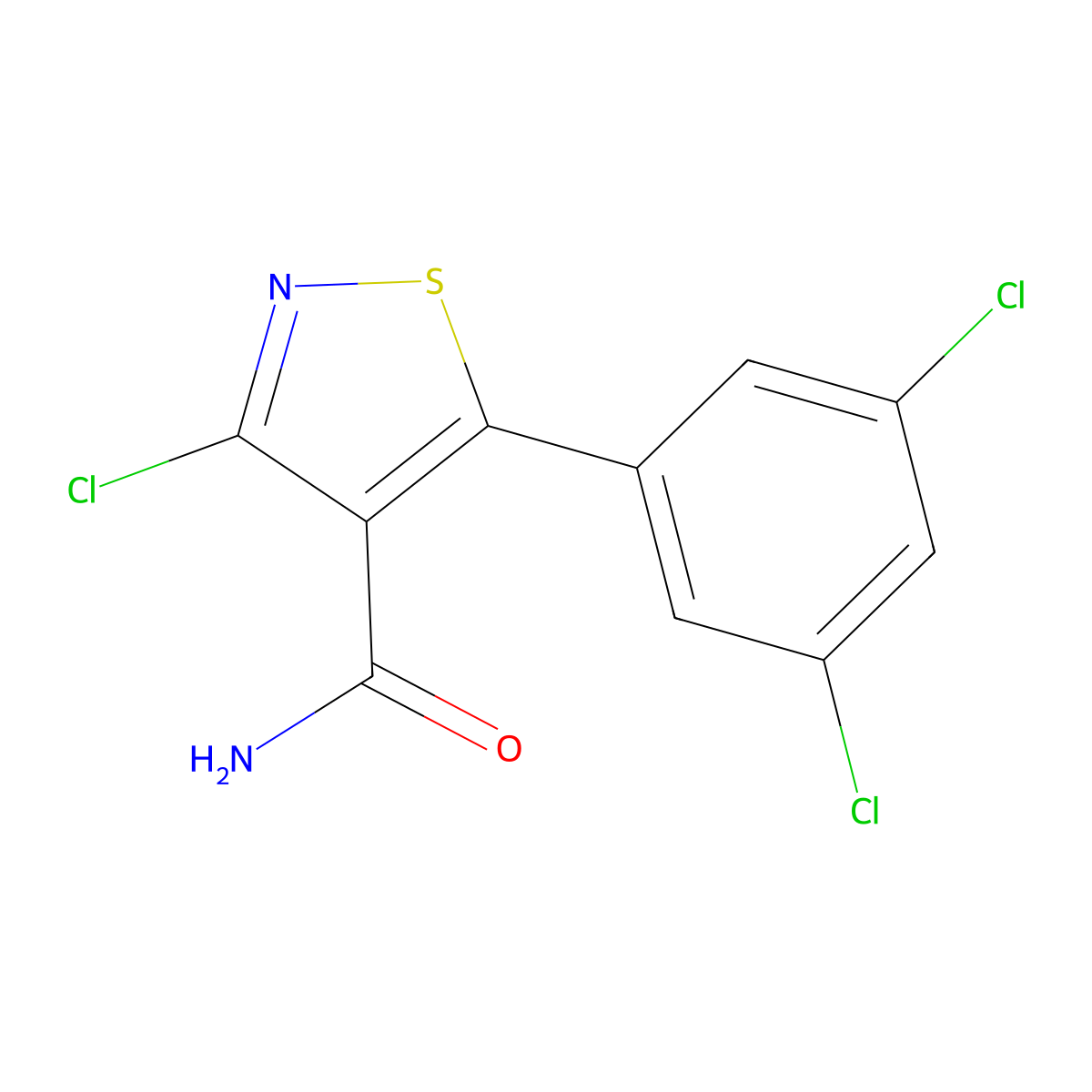 3-Chloro-5-(3,5-dichloro-phenyl)-isothiazole-4-carboxylic acid amide molecular structure, CAS 1171921-95-1