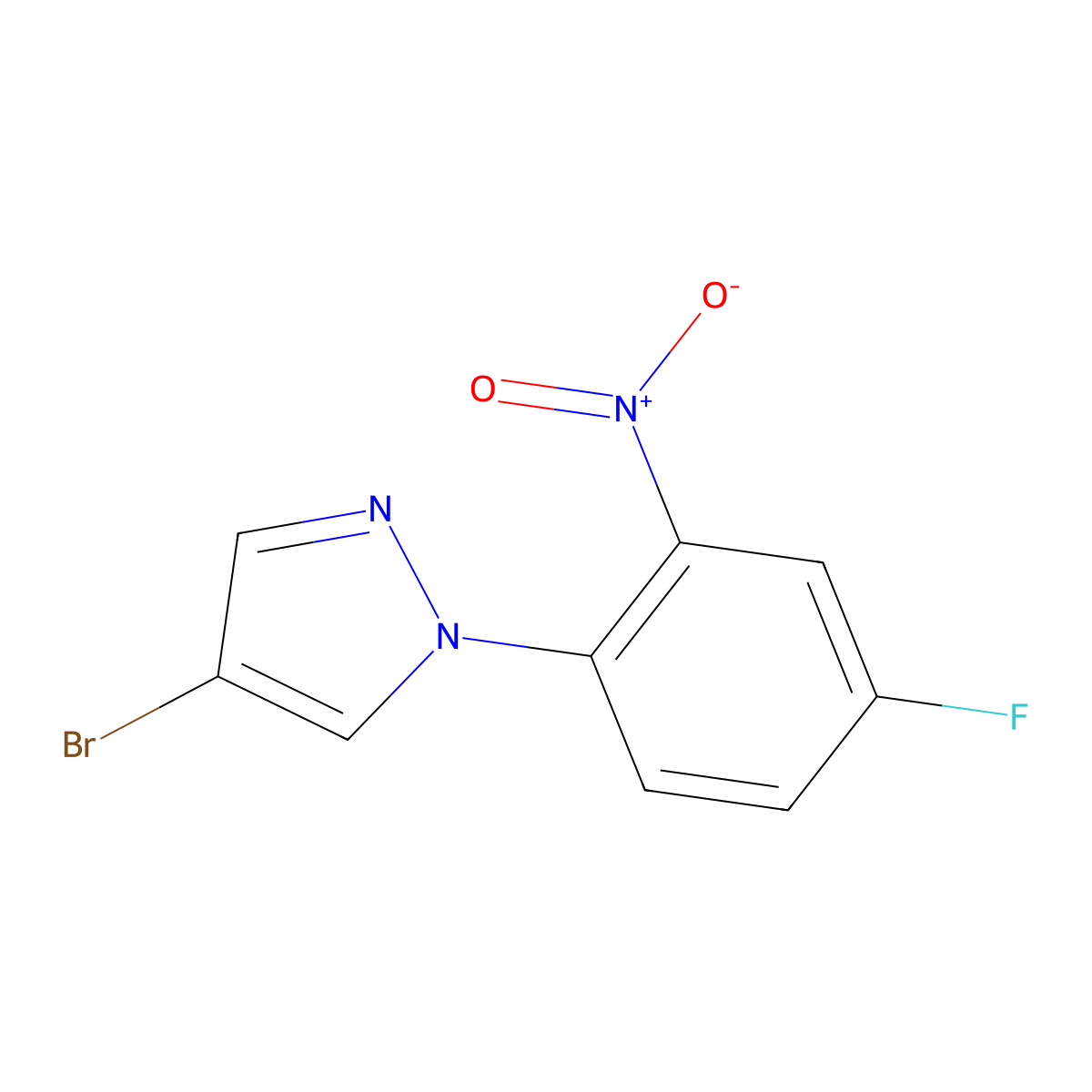 4-bromo-1-(4-fluoro-2-nitrophenyl)-1H-pyrazole molecular structure, CAS 1171922-57-8
