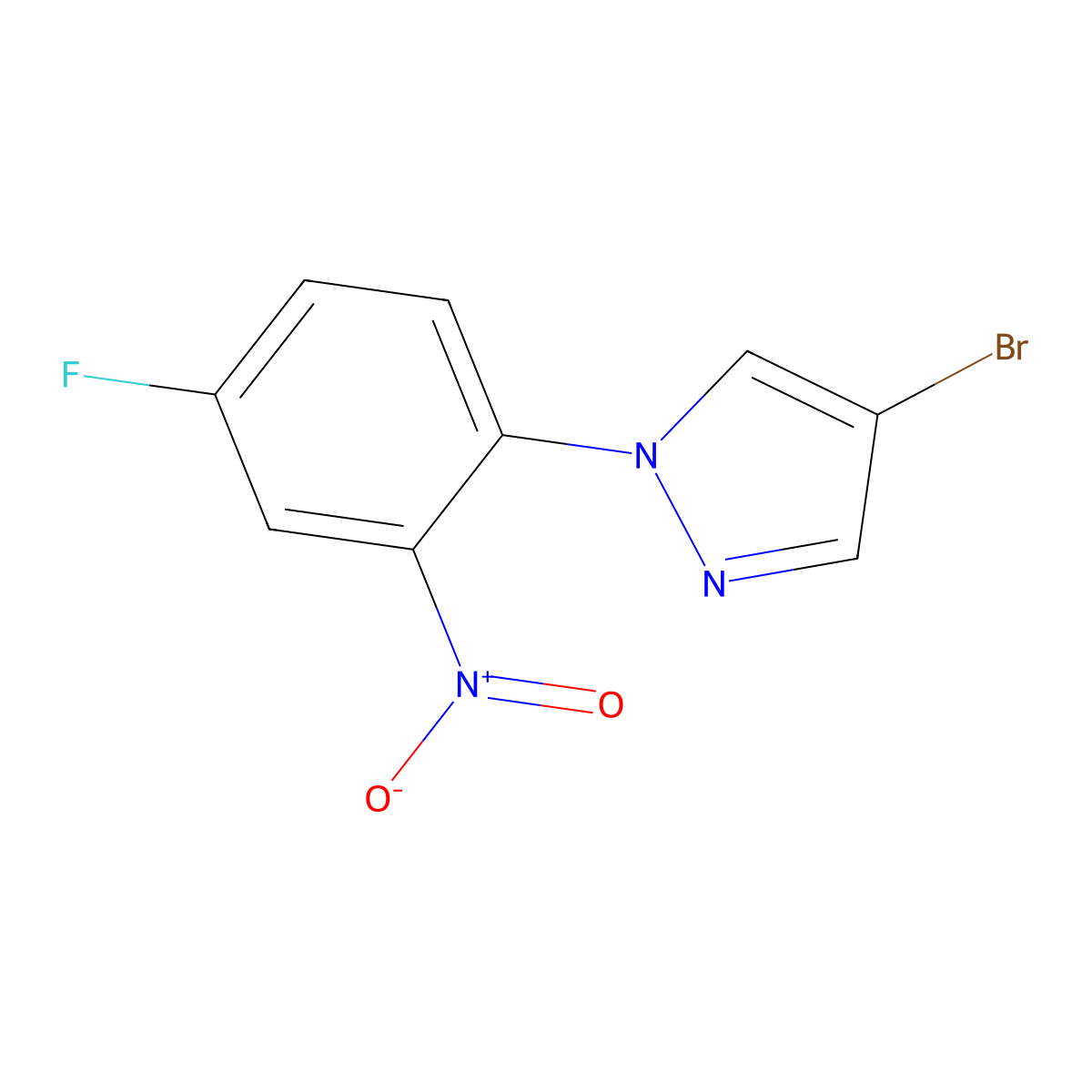 4-bromo-1-(4-fluoro-2-nitrophenyl)-1H-pyrazole molecular structure, CAS 1171922-57-8