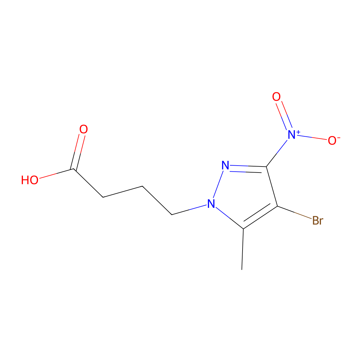 4-(4-bromo-5-methyl-3-nitro-1H-pyrazol-1-yl)butanoic acid molecular structure, CAS 1171922-90-9