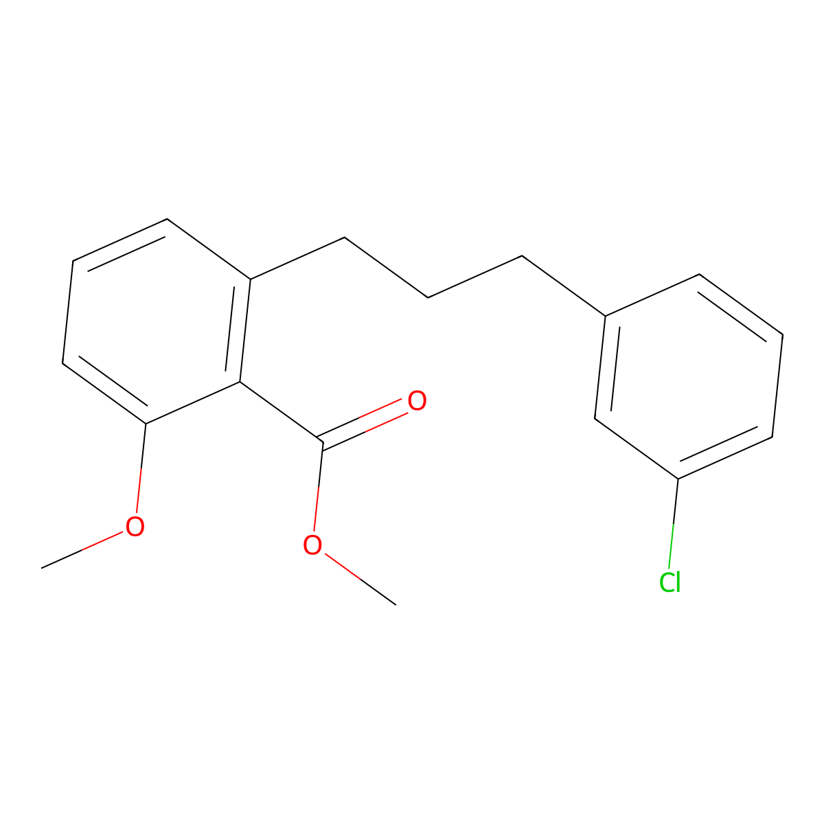 2-[3-(3-Chloro-phenyl)-propyl]-6-methoxy-benzoic acid methyl ester molecular structure, CAS 1171923-22-0