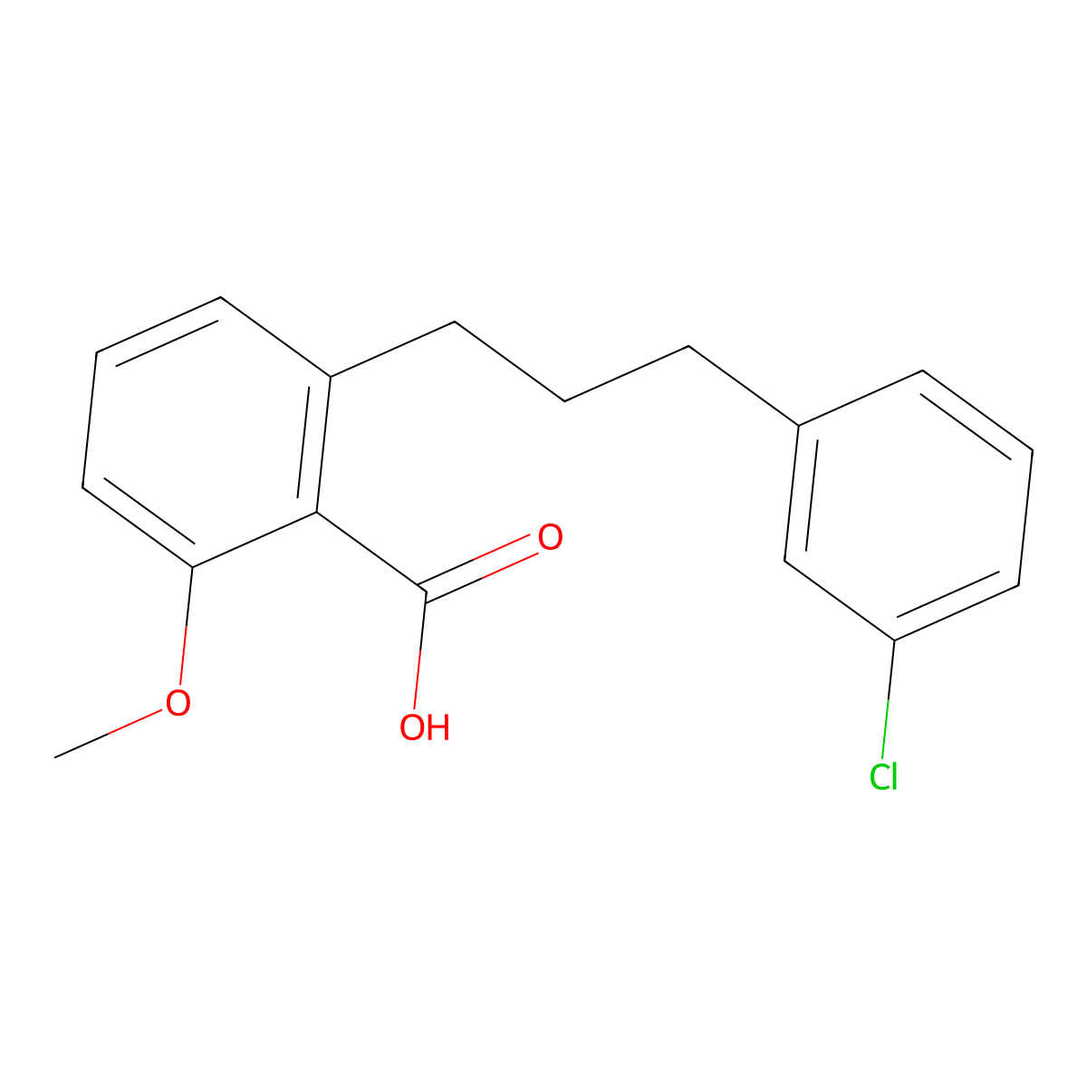 2-[3-(3-Chloro-phenyl)-propyl]-6-methoxy-benzoic acid molecular structure, CAS 1171923-36-6