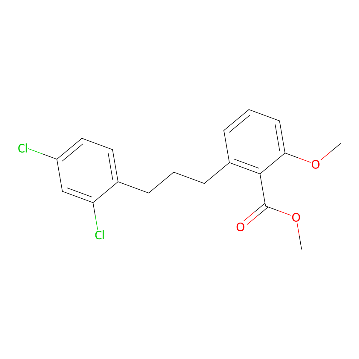 2-[3-(2,4-Dichloro-phenyl)-propyl]-6-methoxy-benzoic acid methyl ester molecular structure, CAS 1171923-45-7