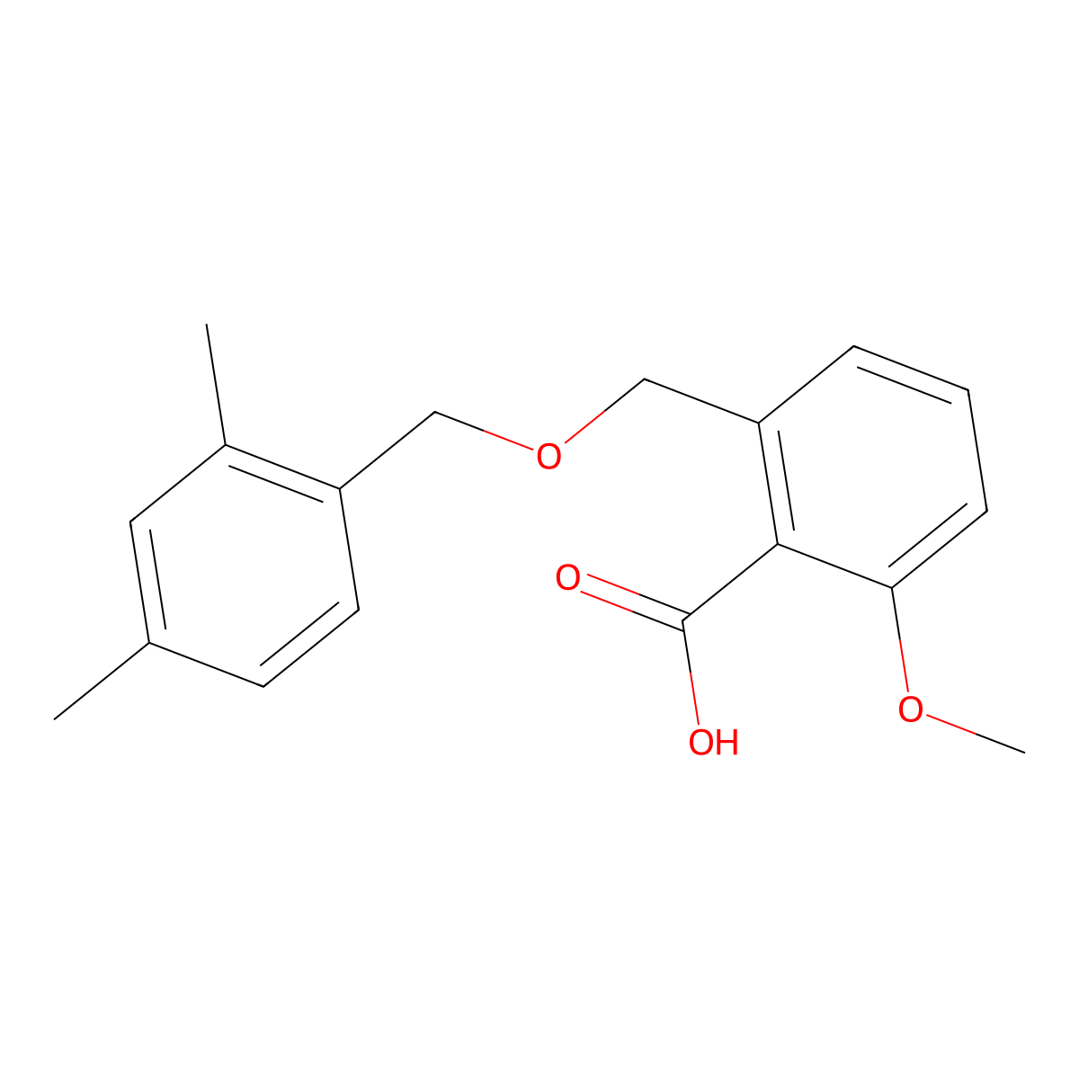 2-(2,4-Dimethyl-benzyloxymethyl)-6-methoxy-benzoic acid molecular structure, CAS 1171923-51-5