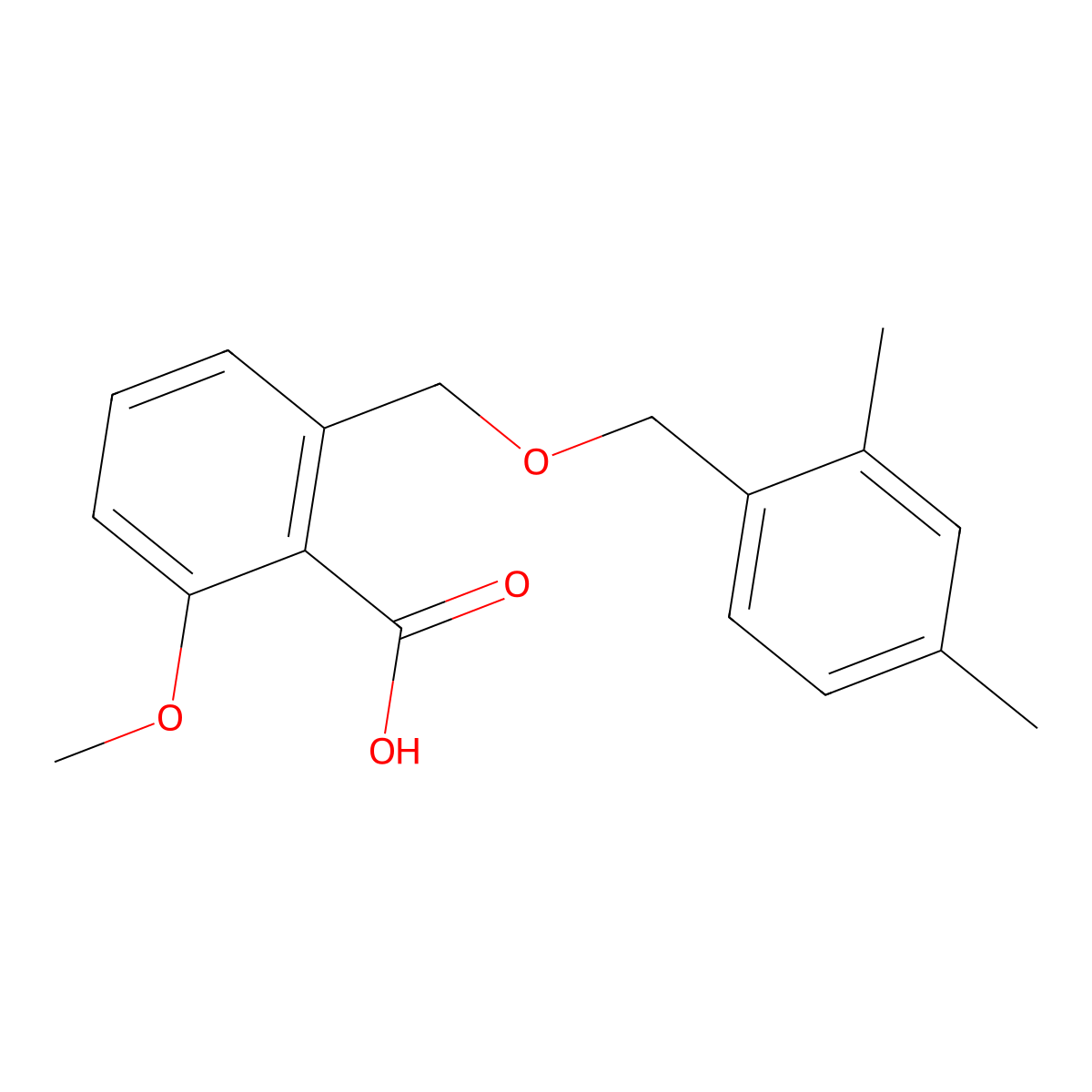 2-(2,4-Dimethyl-benzyloxymethyl)-6-methoxy-benzoic acid molecular structure, CAS 1171923-51-5